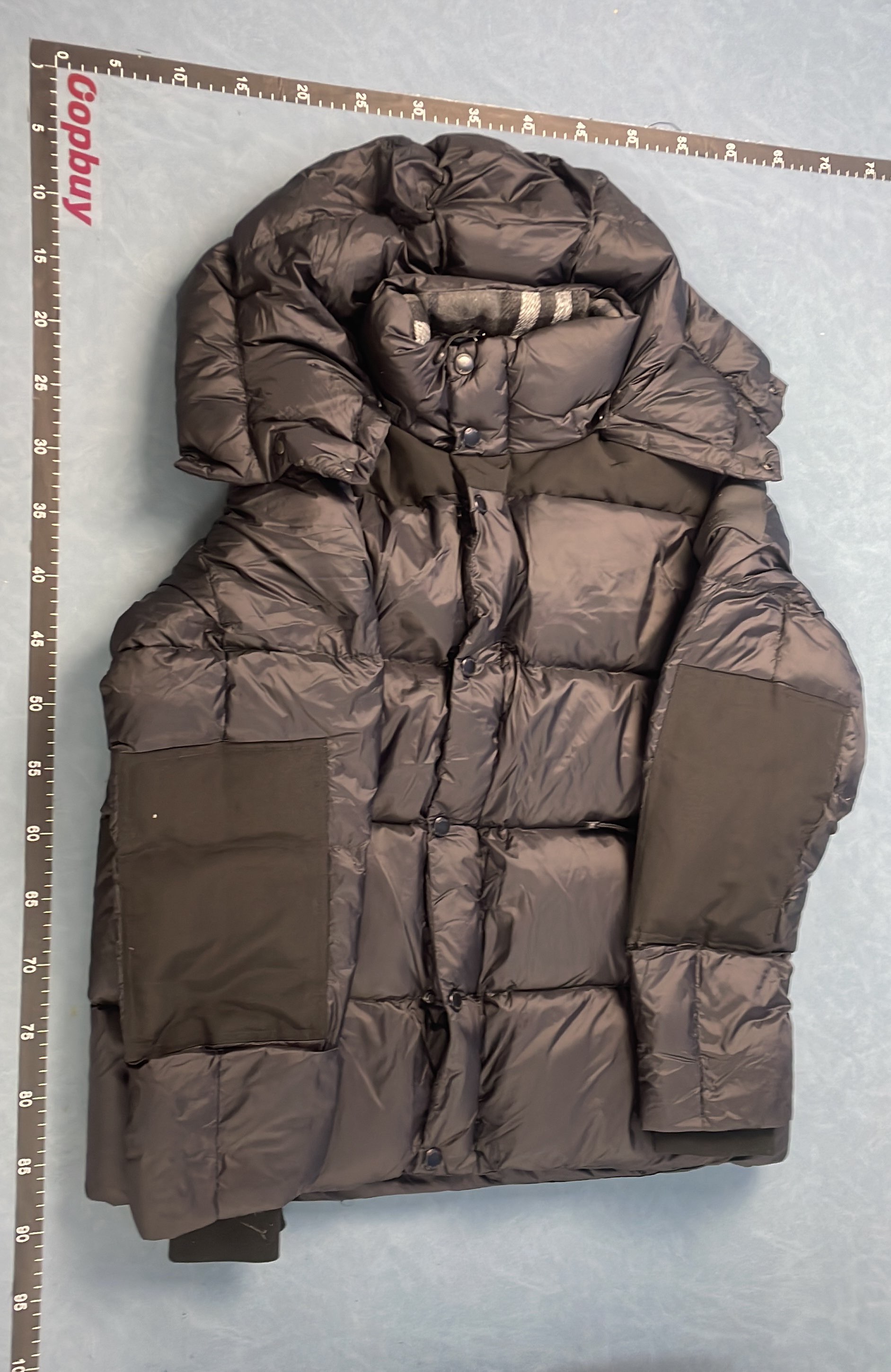Burberry Black Puffer Jacket with Check Hood
