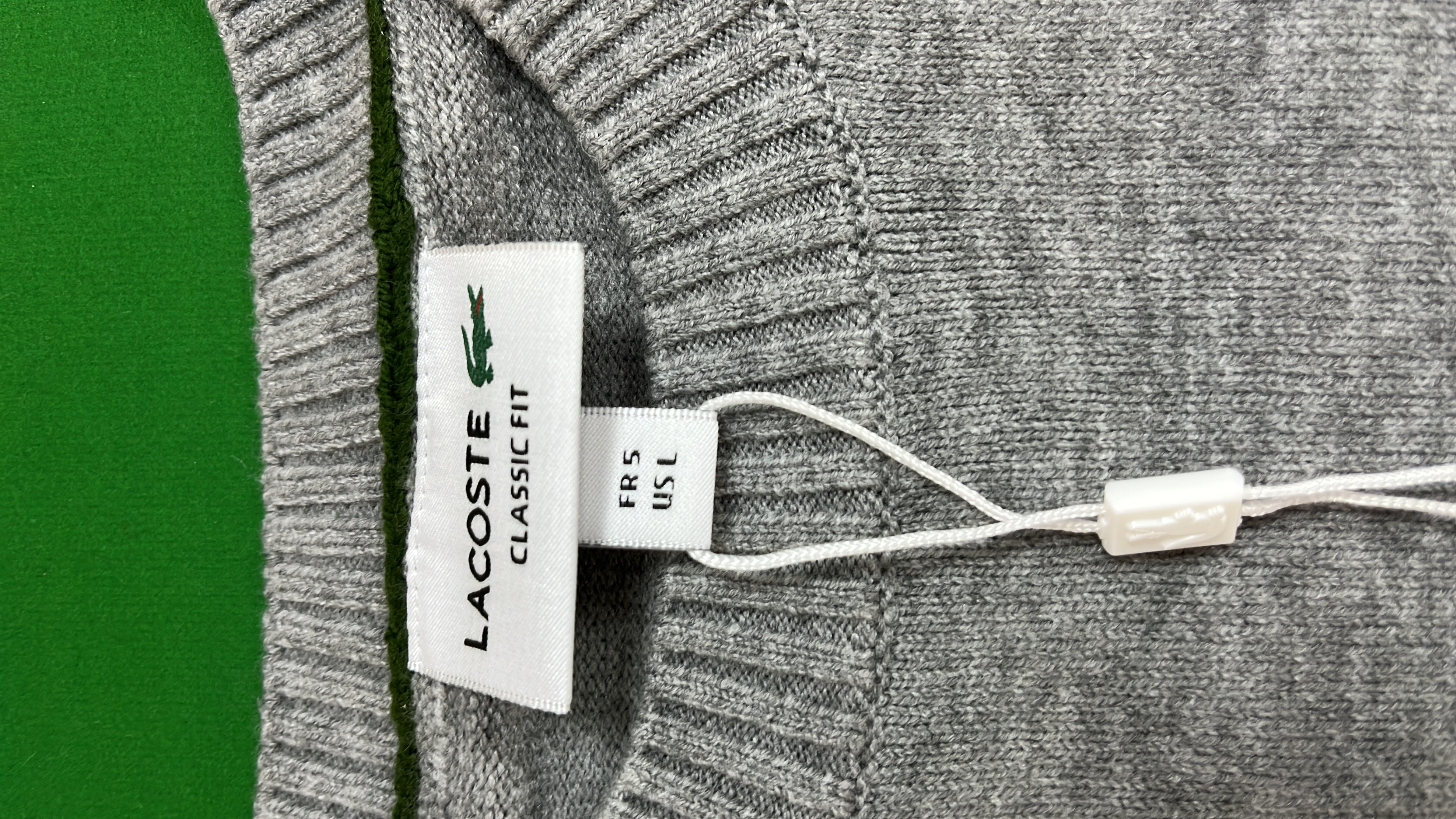Lacoste Men's Crewneck Sweater - Beige Knit Pullover with Crocodile Logo