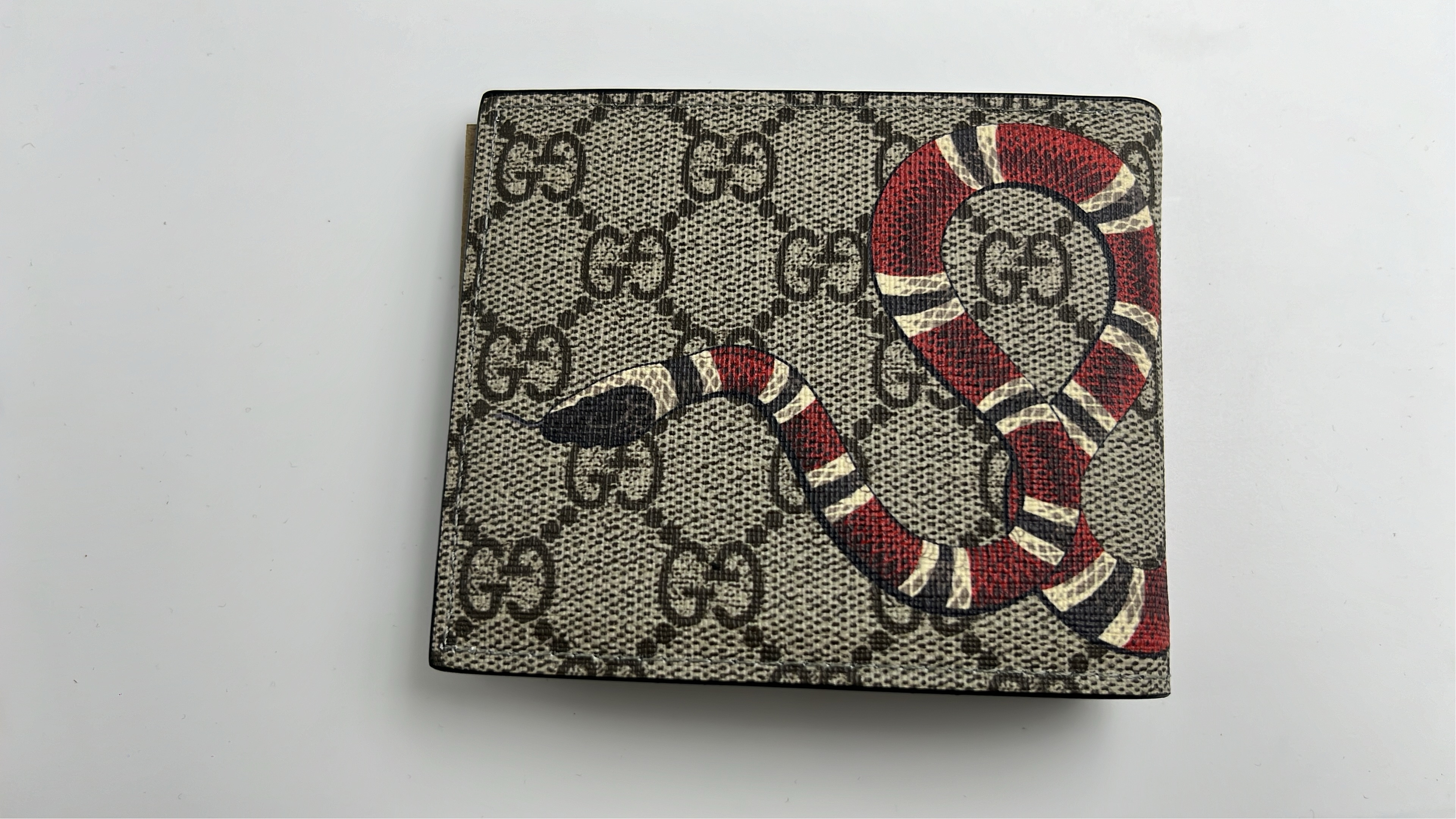 Gucci GG Supreme Wallet with Web Stripe and Bee Motif