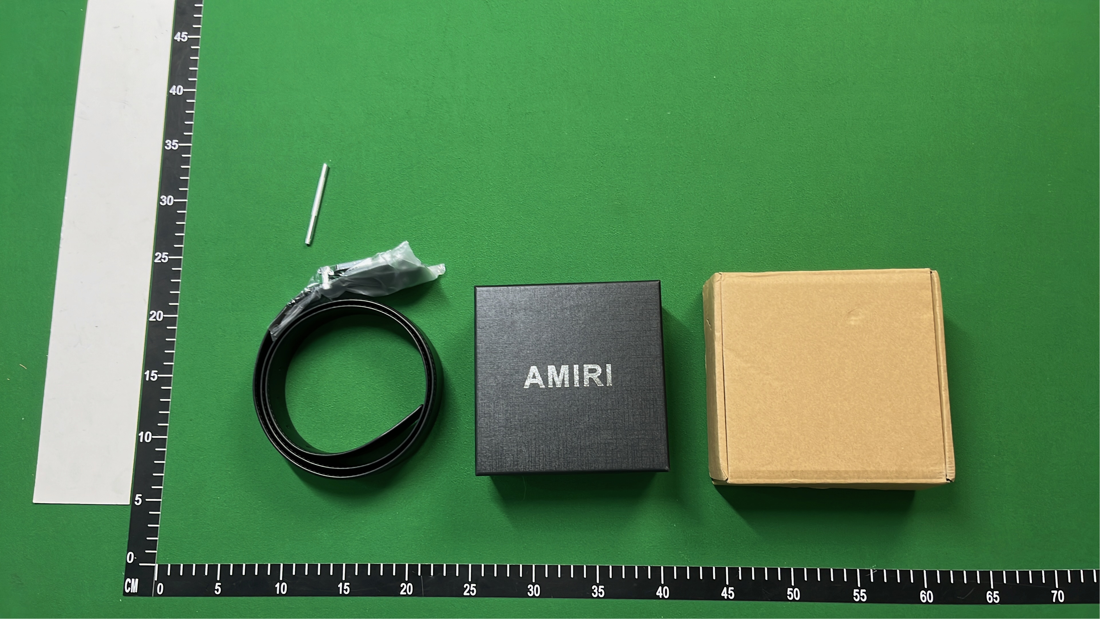 AMIRI Black Leather Belt with Logo Buckle