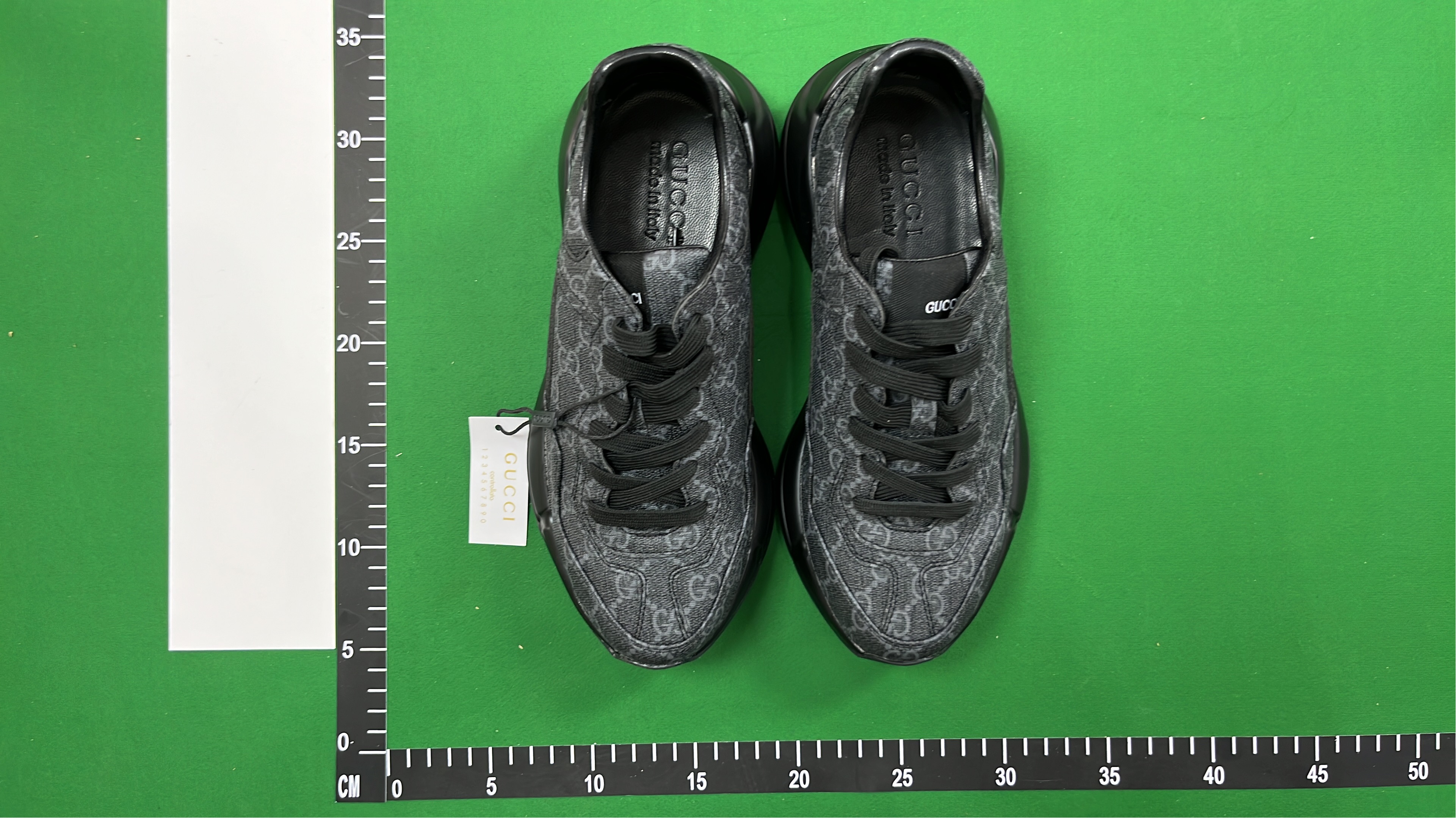 Gucci Black Leather Sneakers with Red Logo
