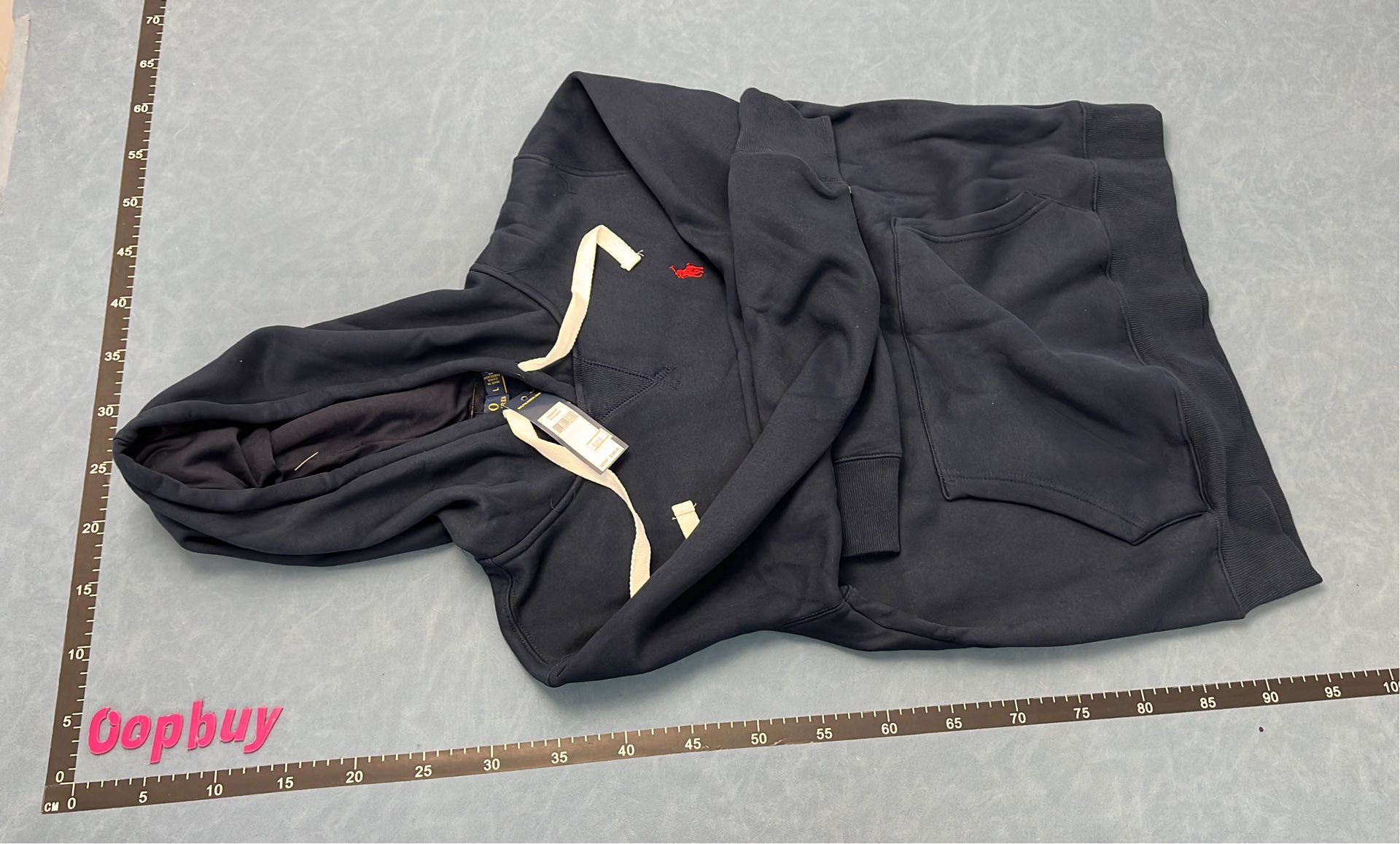 Navy Blue Polo Ralph Lauren Hoodie with Red Pony Logo