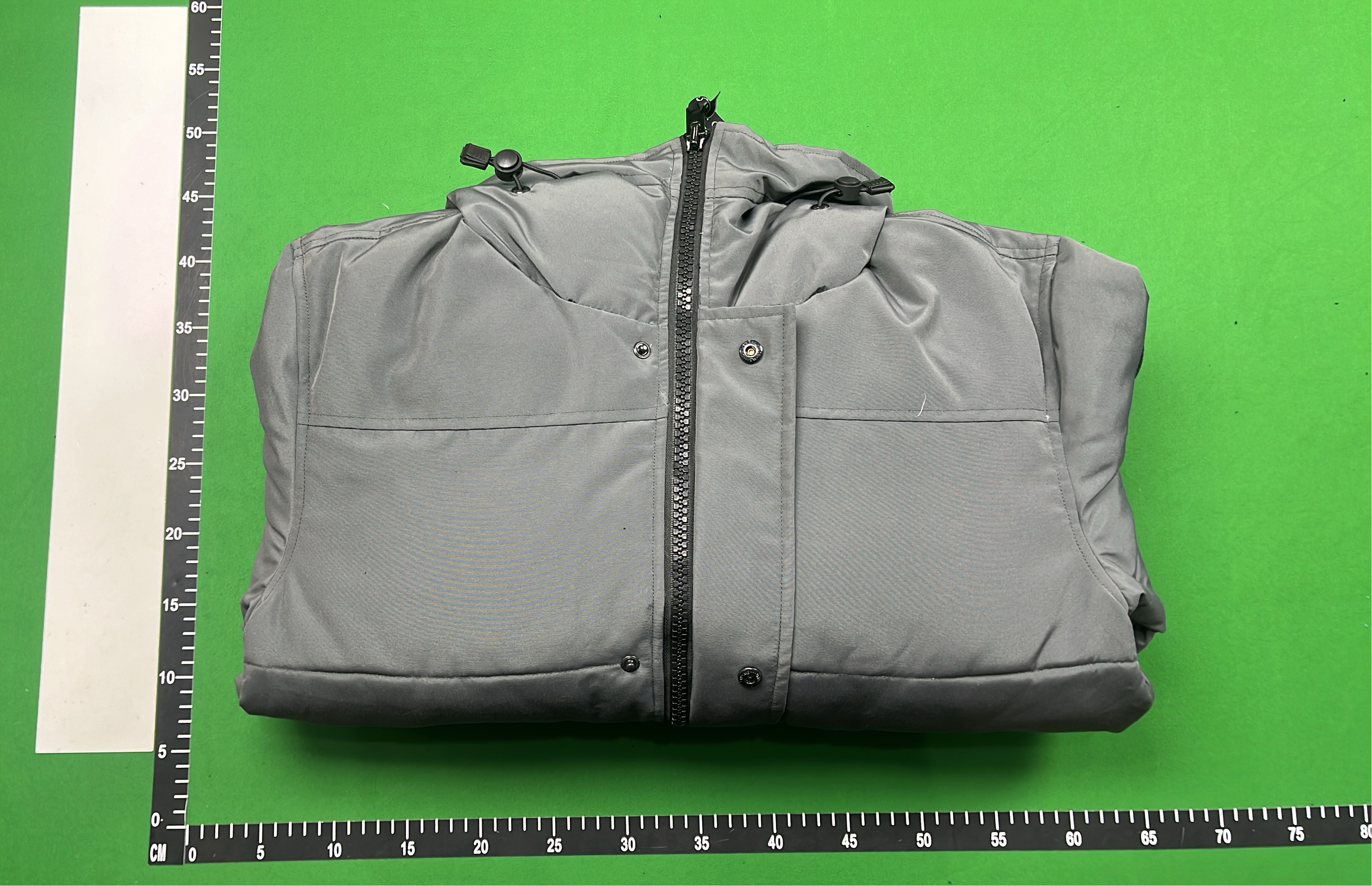 Light Beige Puffer Jacket with Hood and Front Pockets