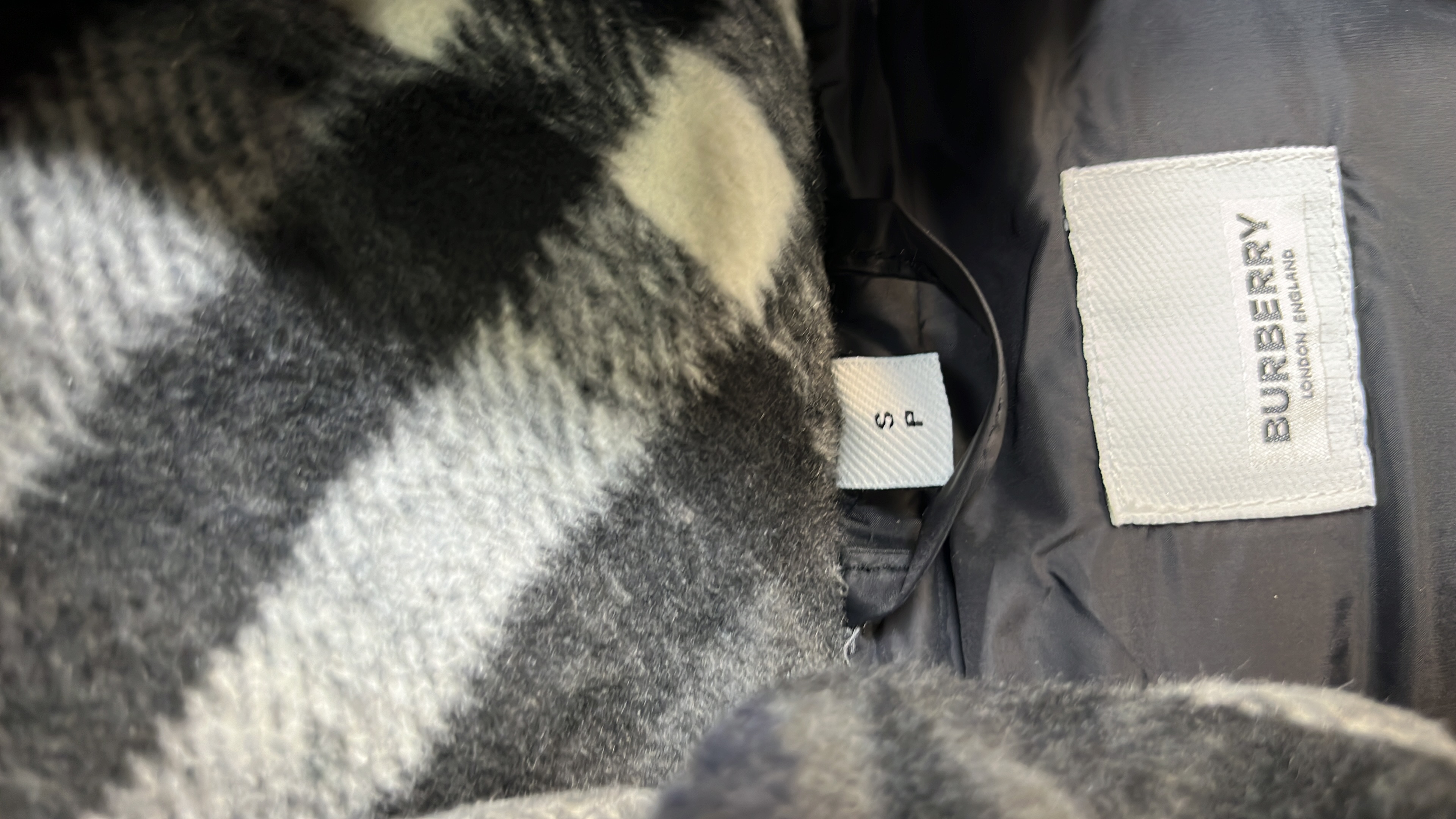 Black Puffer Jacket with Check Hood
