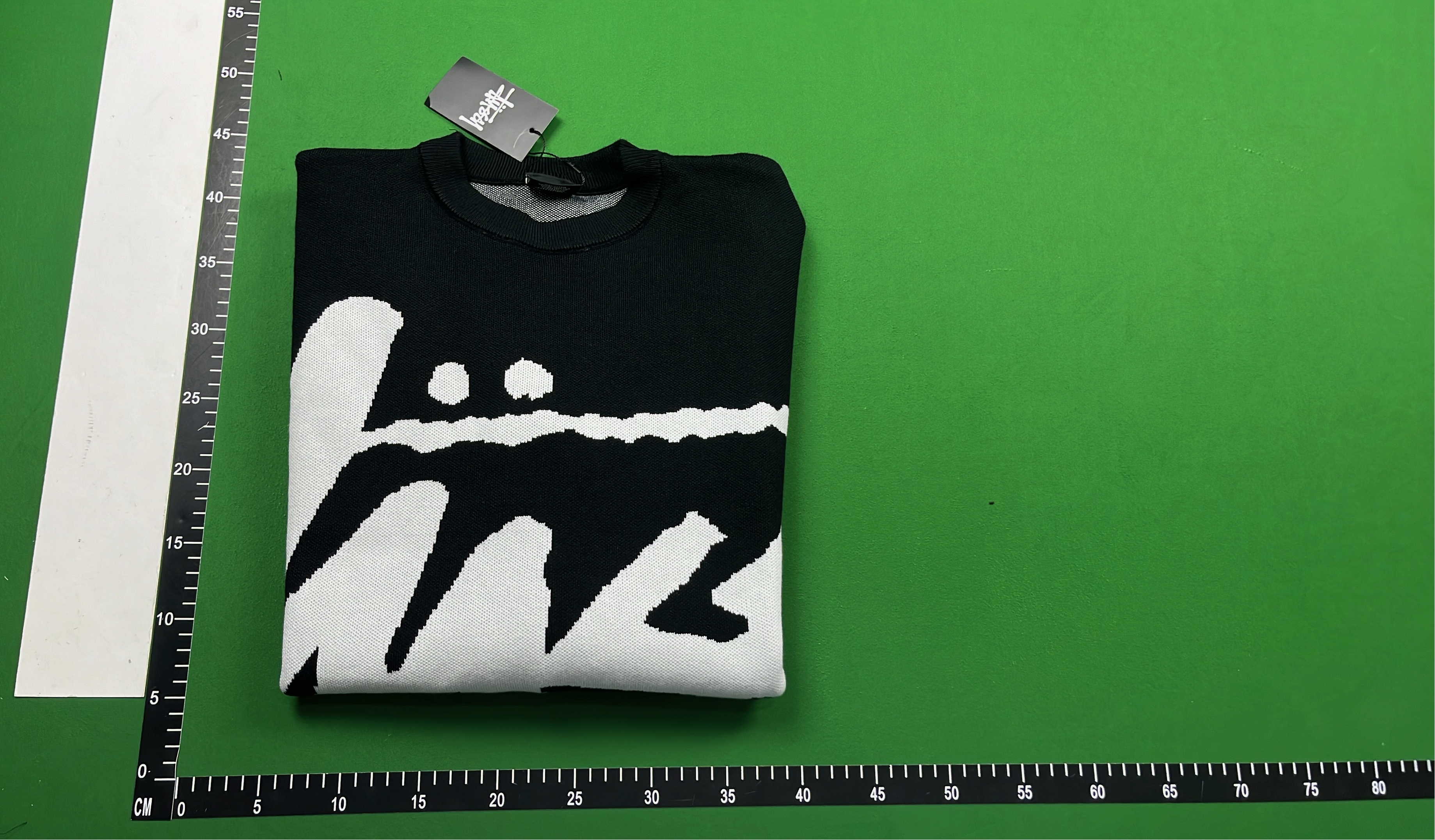 Stussy Black Knit Sweater with White Logo