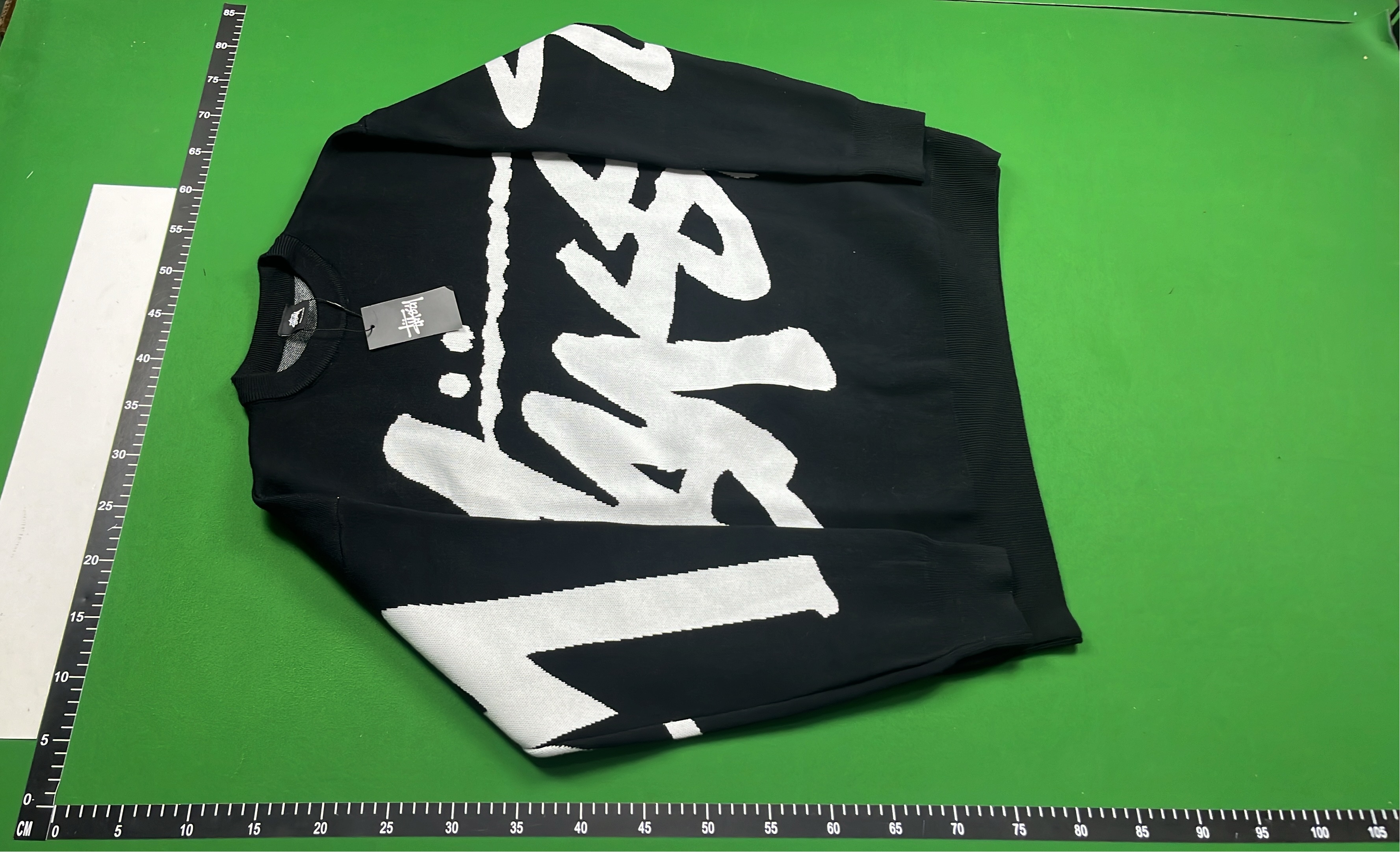 Stussy Black Knit Sweater with White Logo