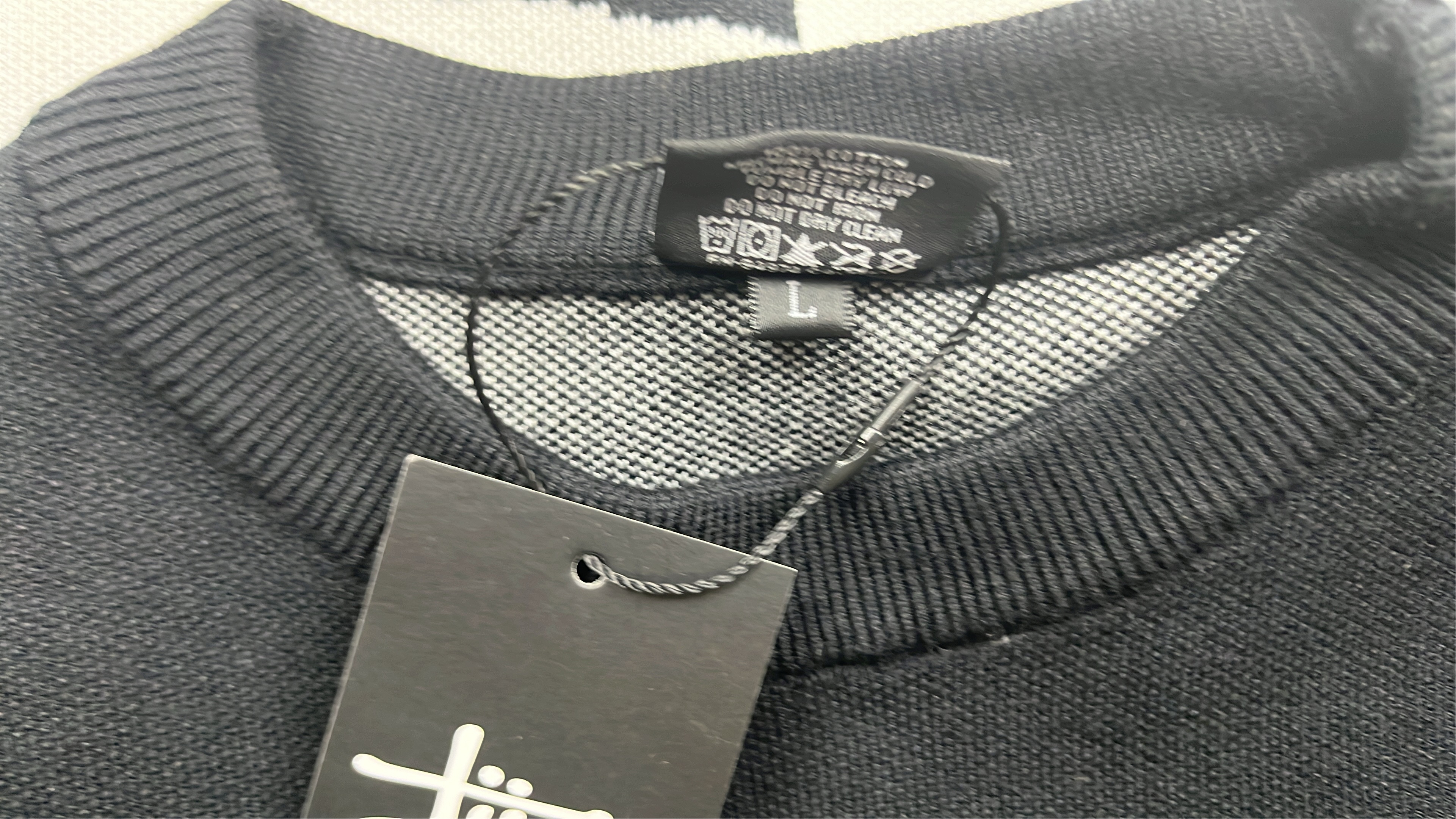 Stussy Black Knit Sweater with White Logo
