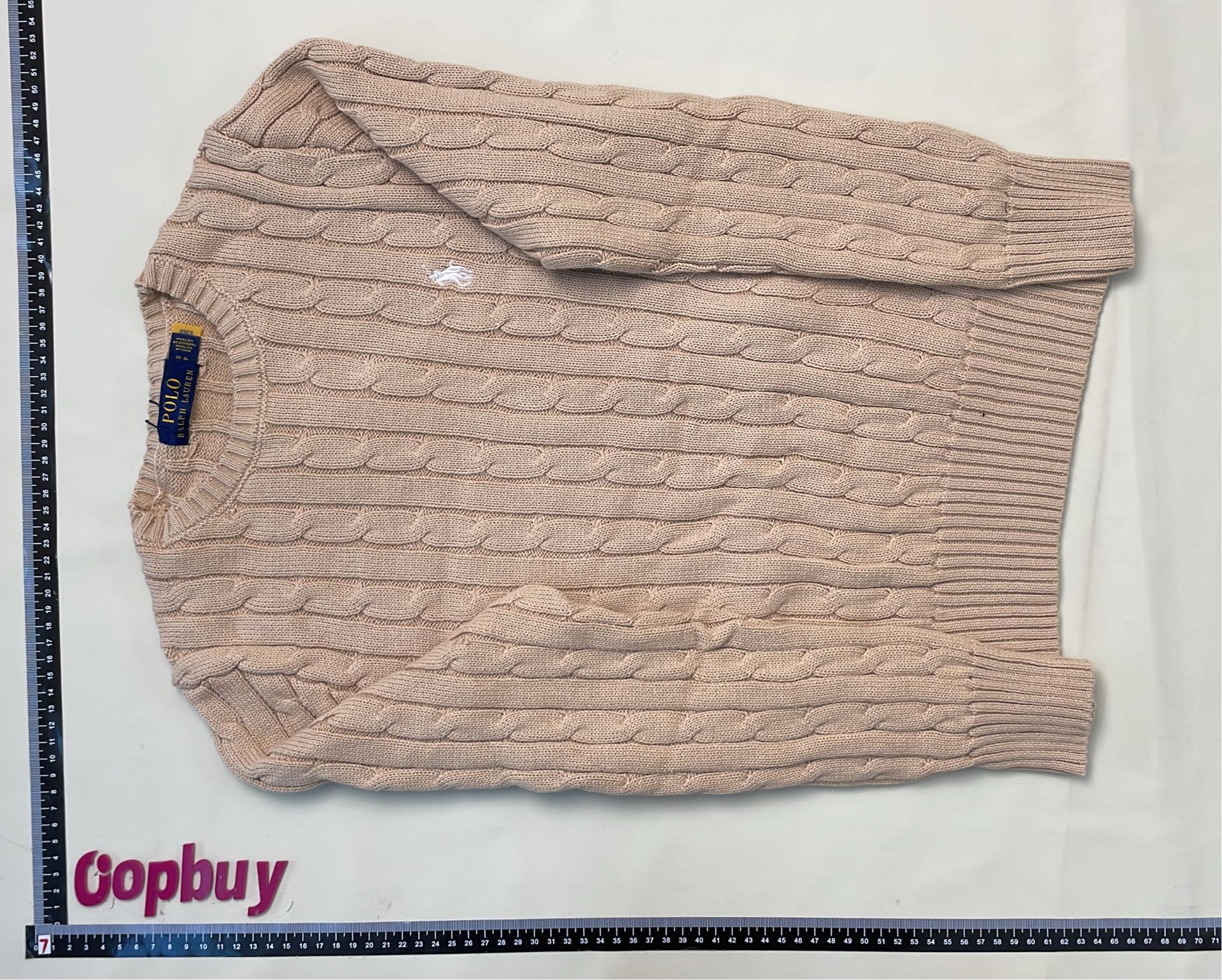 Men's Gray Cable Knit Sweater with Pony Logo