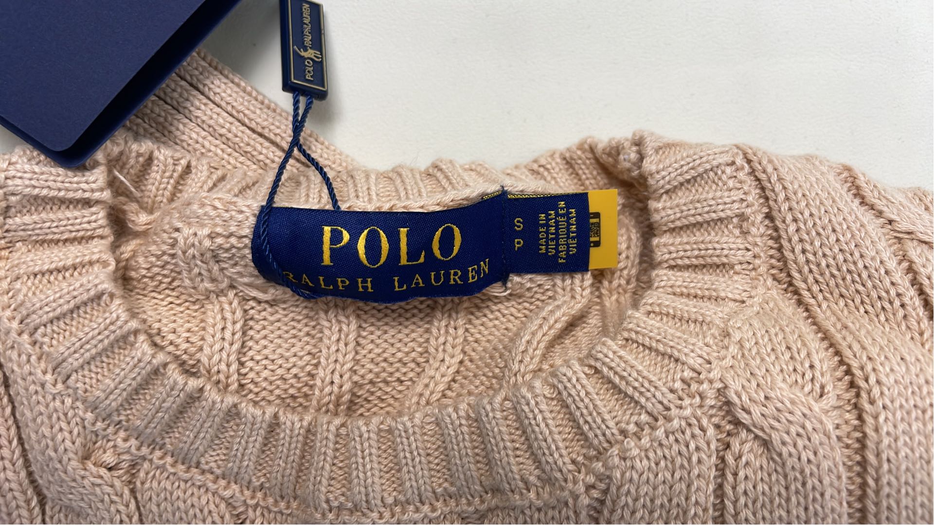 Men's Gray Cable Knit Sweater with Pony Logo