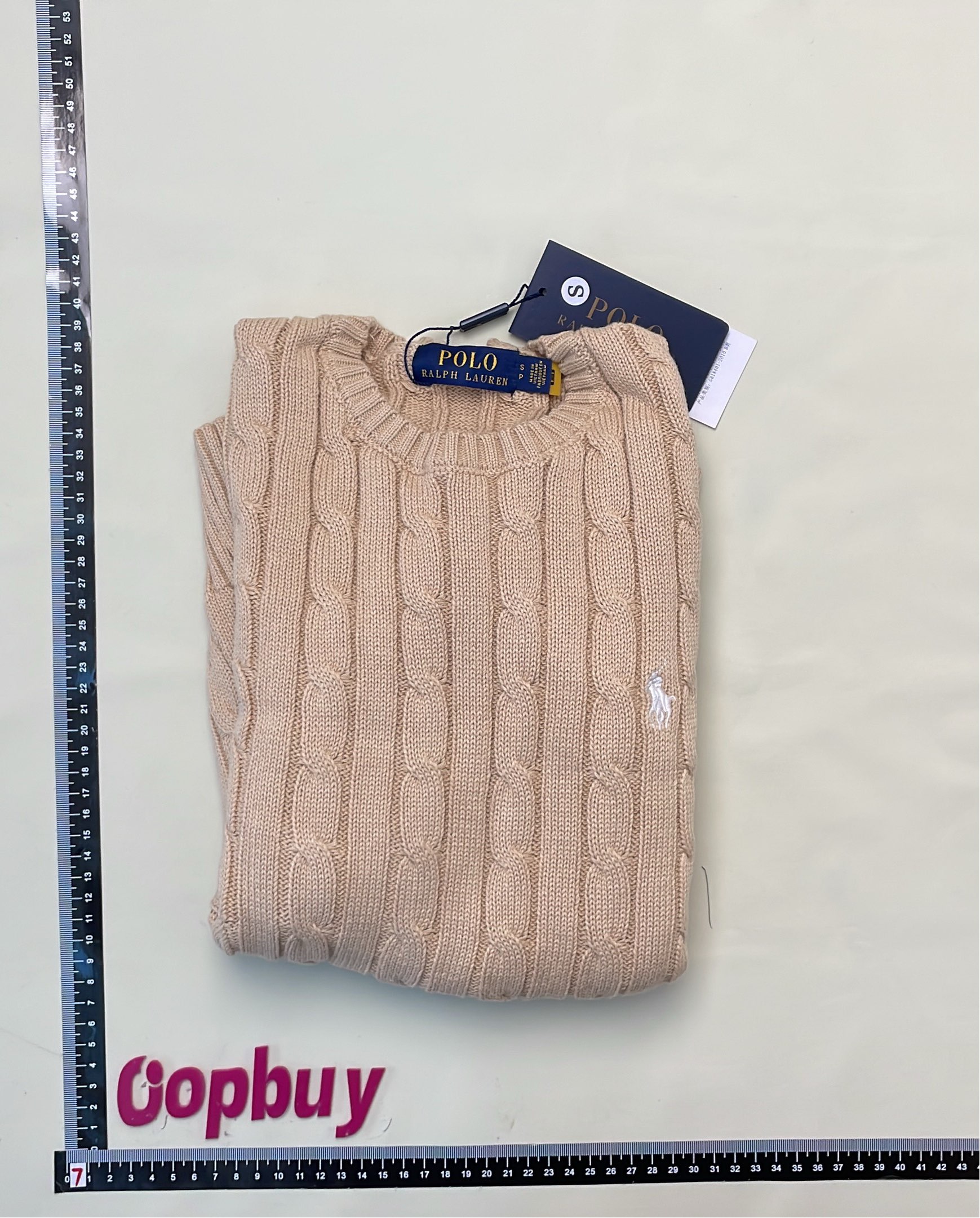 Men's Gray Cable Knit Sweater with Pony Logo