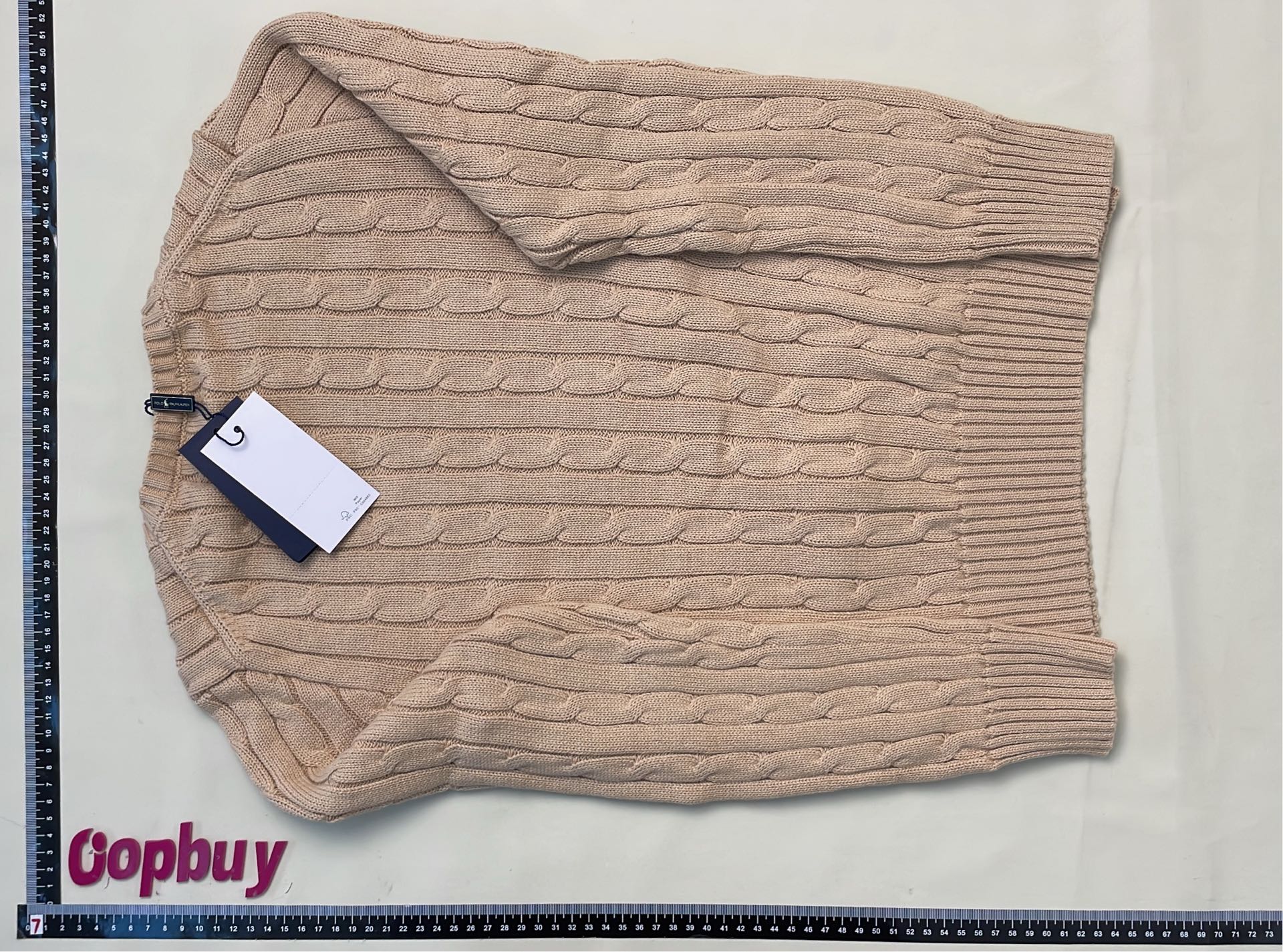Men's Gray Cable Knit Sweater with Pony Logo