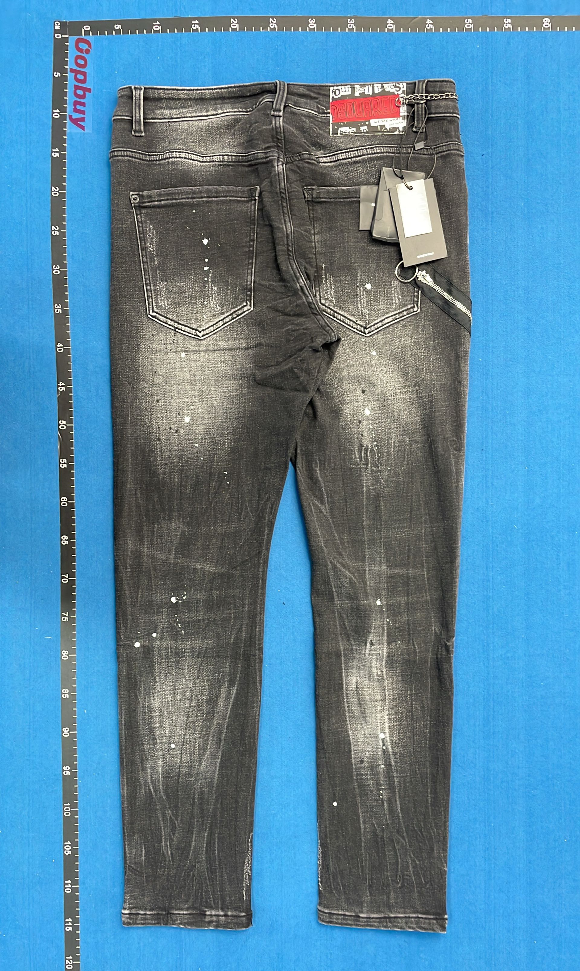 DSQUARED2 ICON Black Denim Jeans with Paint Splatter Design