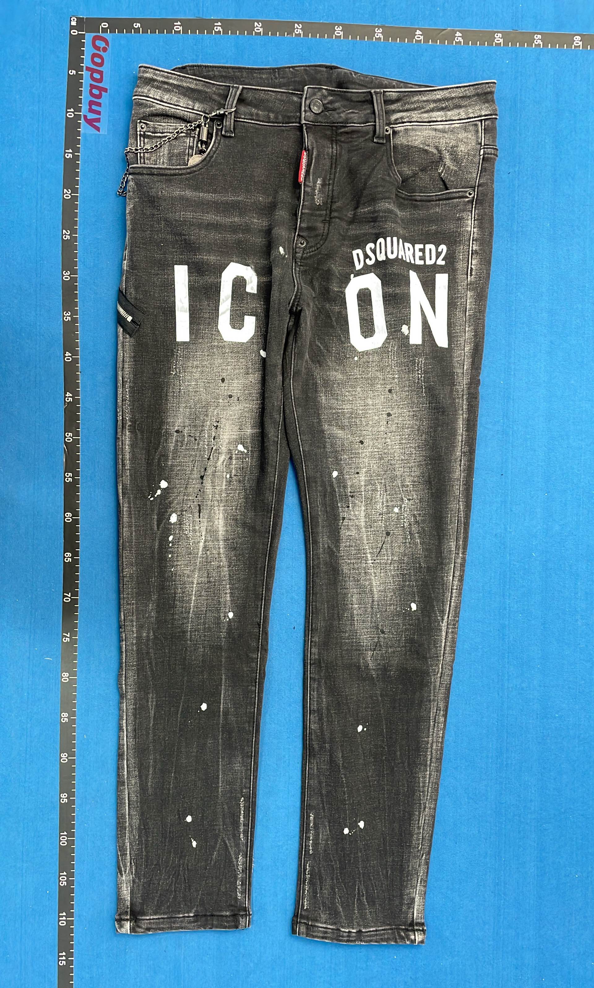 DSQUARED2 ICON Black Denim Jeans with Paint Splatter Design