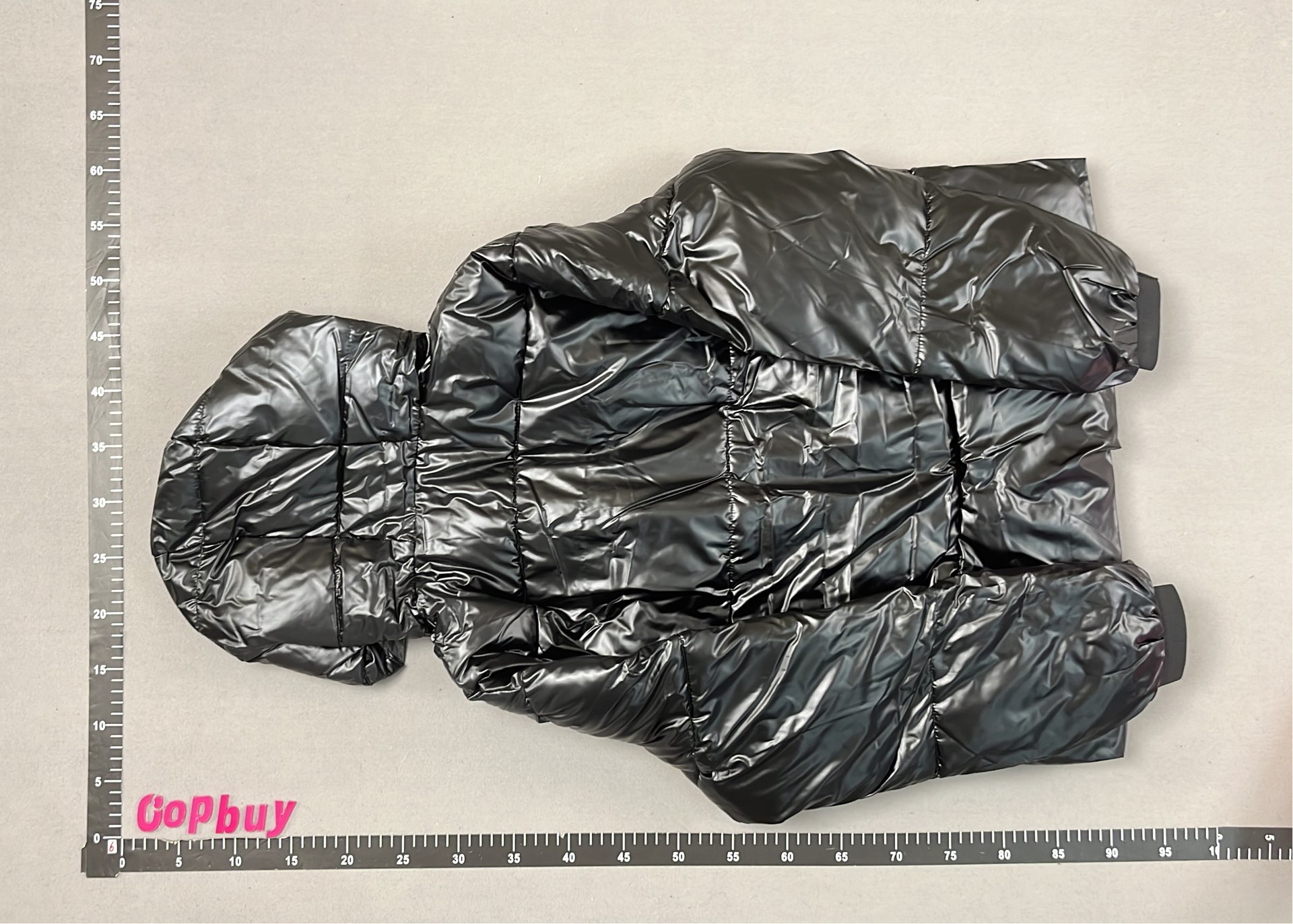 Prada Black Puffer Jacket with Hood and Red Logo