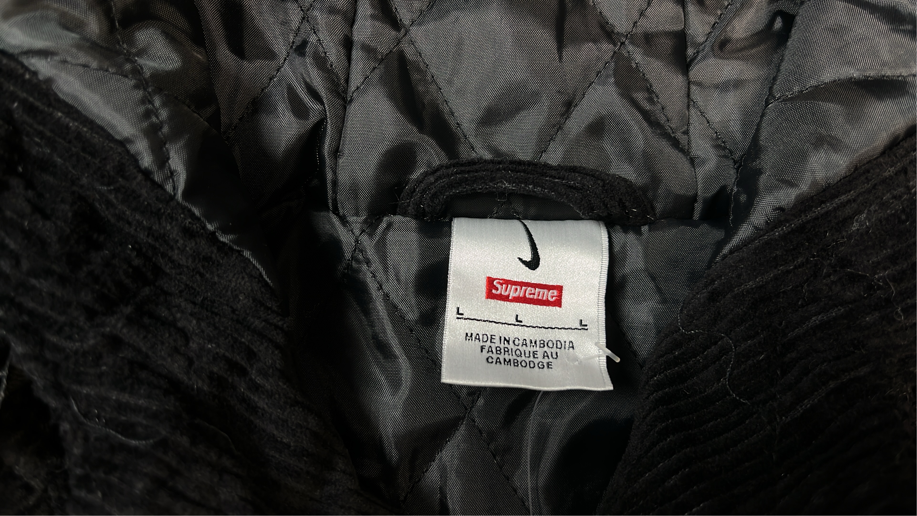 Supreme Nike Black Corduroy Hooded Jacket