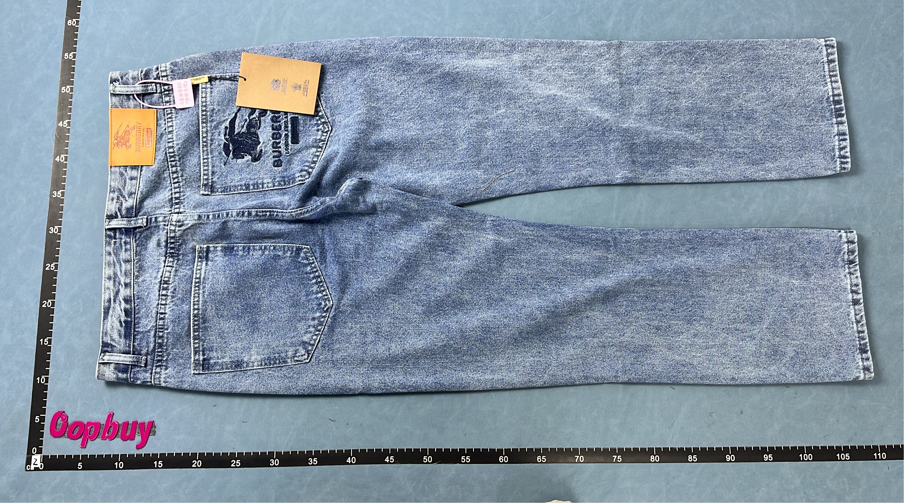 Burberry Blue Denim Jeans with Equestrian Knight Logo
