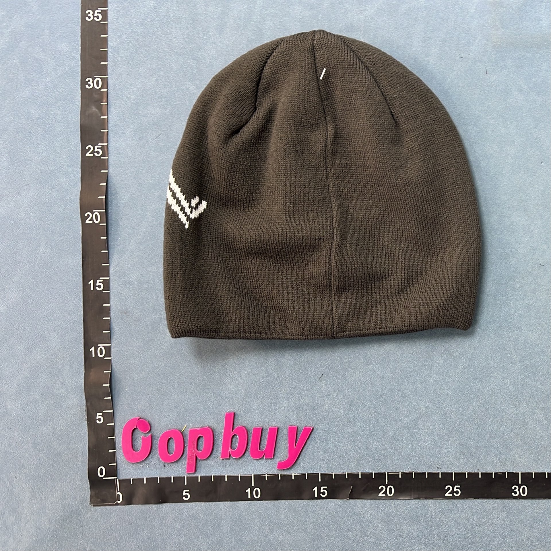 Beige Knit Beanie Hat with Logo Design