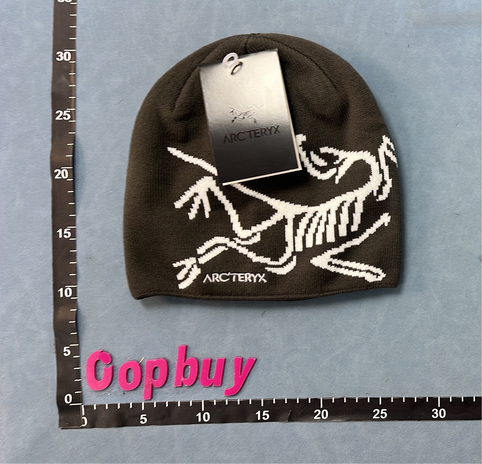 Beige Knit Beanie Hat with Logo Design
