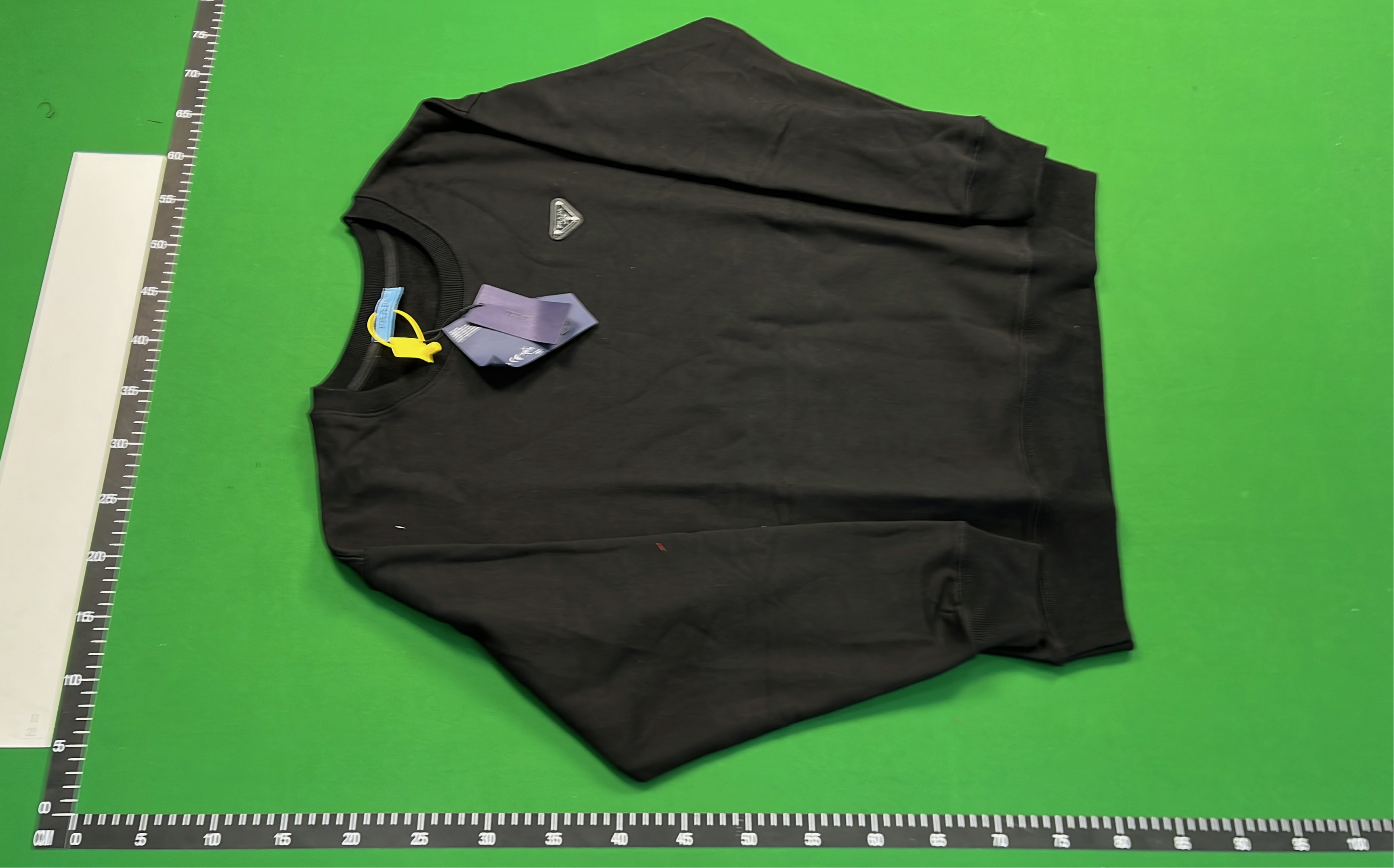 Prada Black Crewneck Sweatshirt with Logo Patch