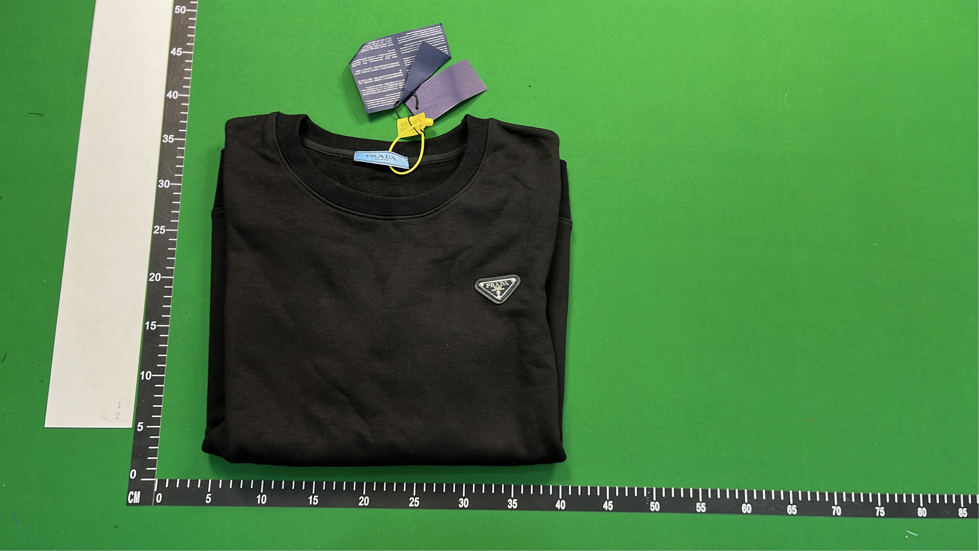Prada Black Crewneck Sweatshirt with Logo Patch