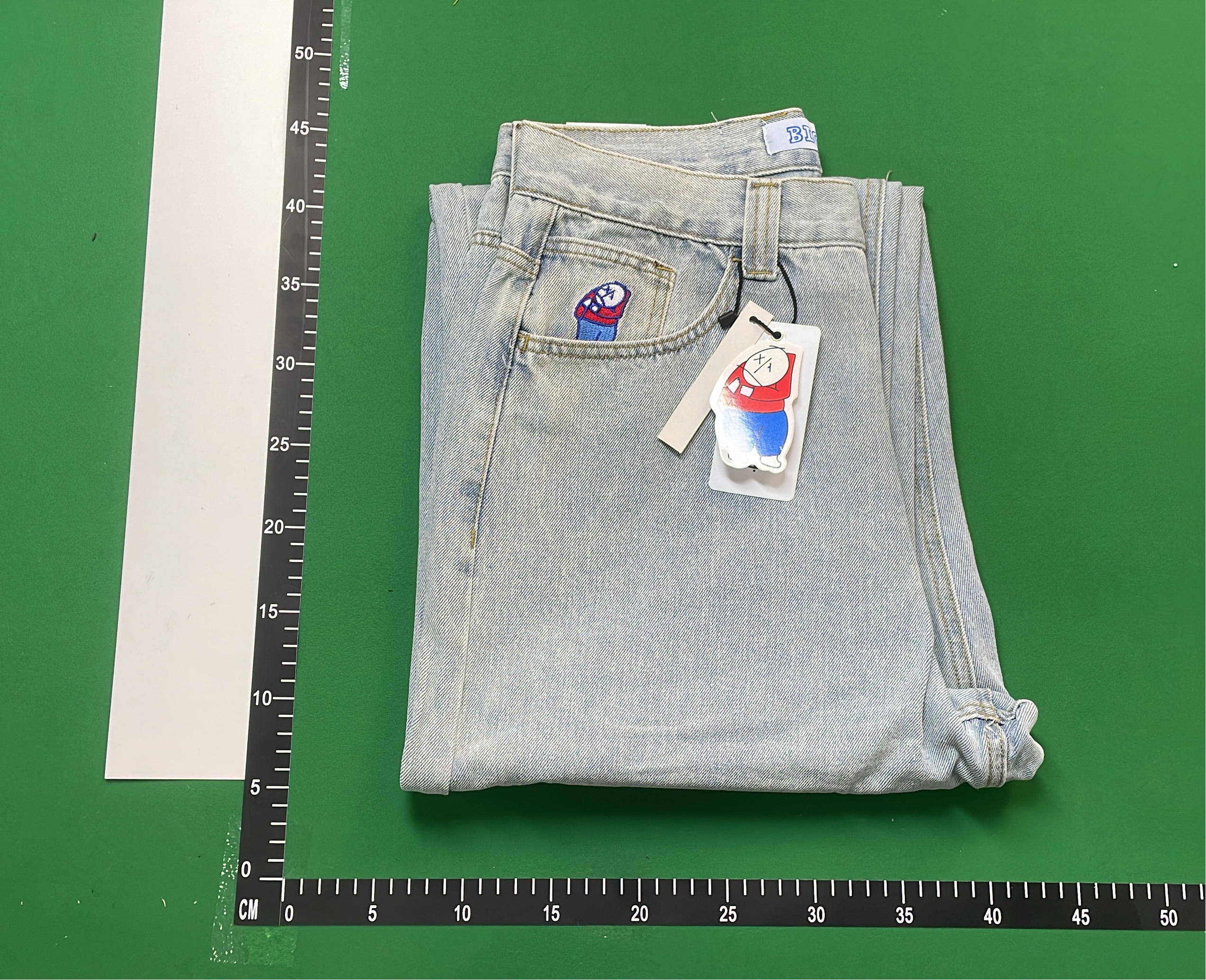 Black Denim Pants with Number 7 Patch