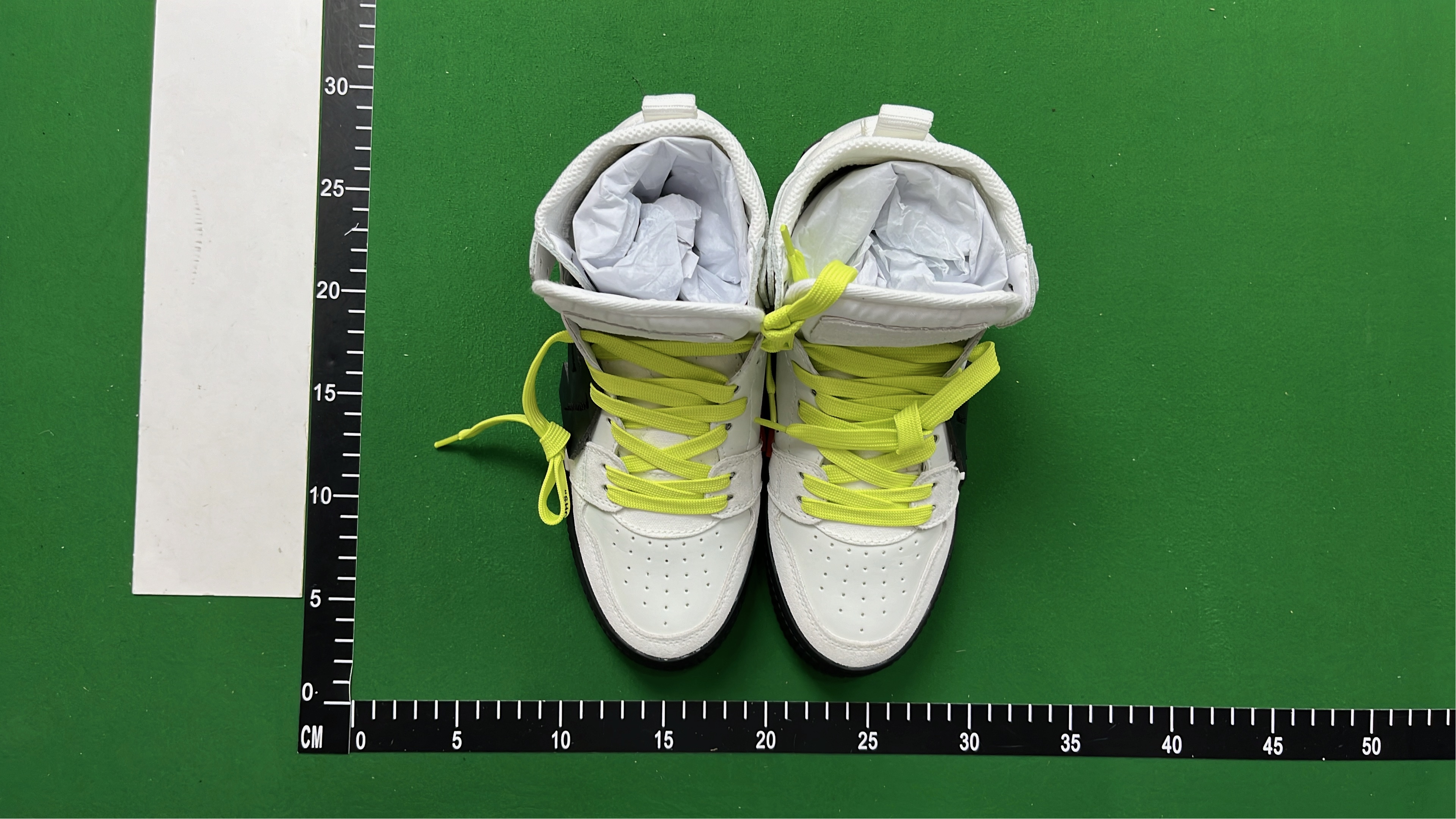 Off-White High Top Sneakers with Black Stripes