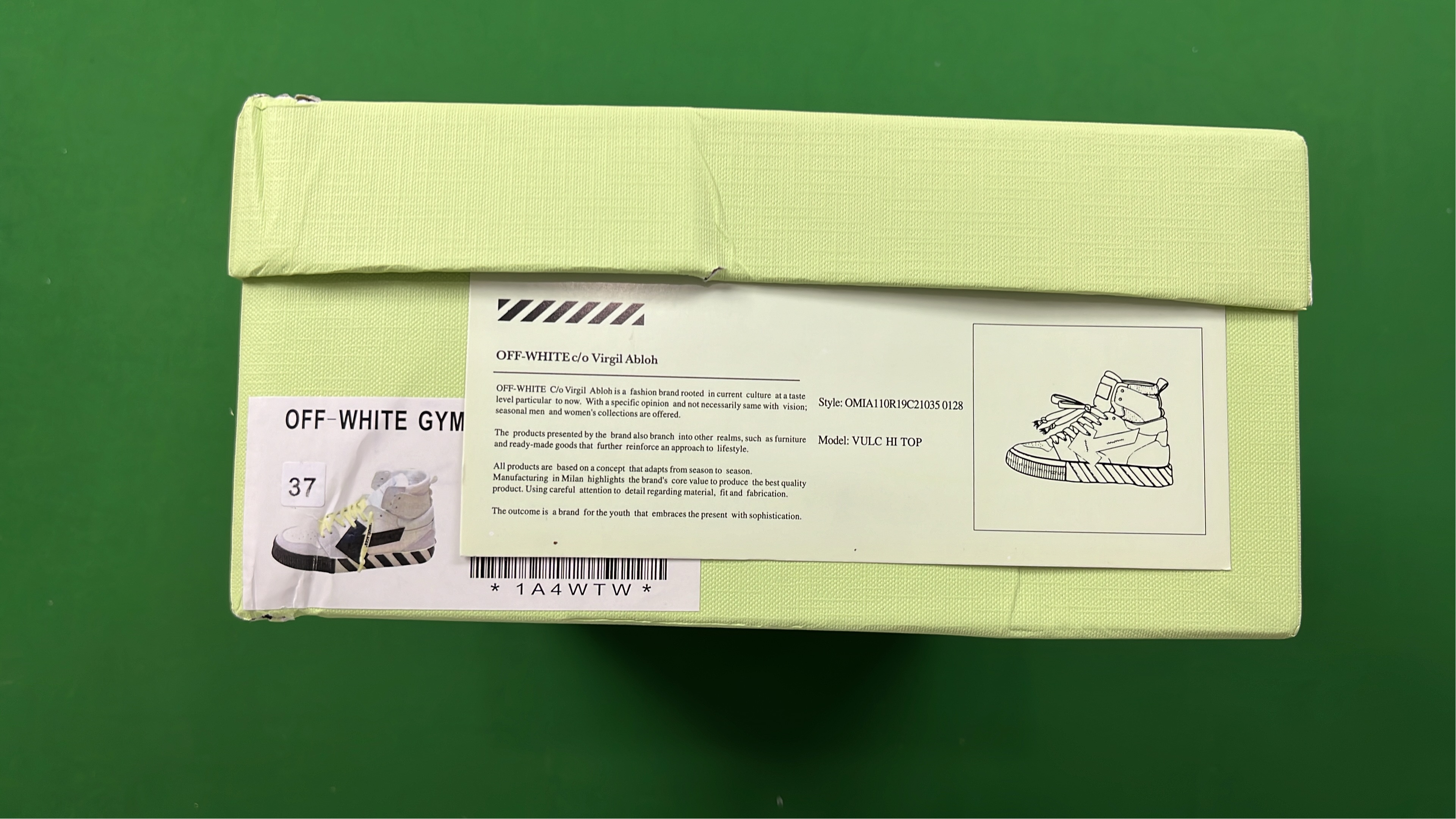 Off-White High Top Sneakers with Black Stripes