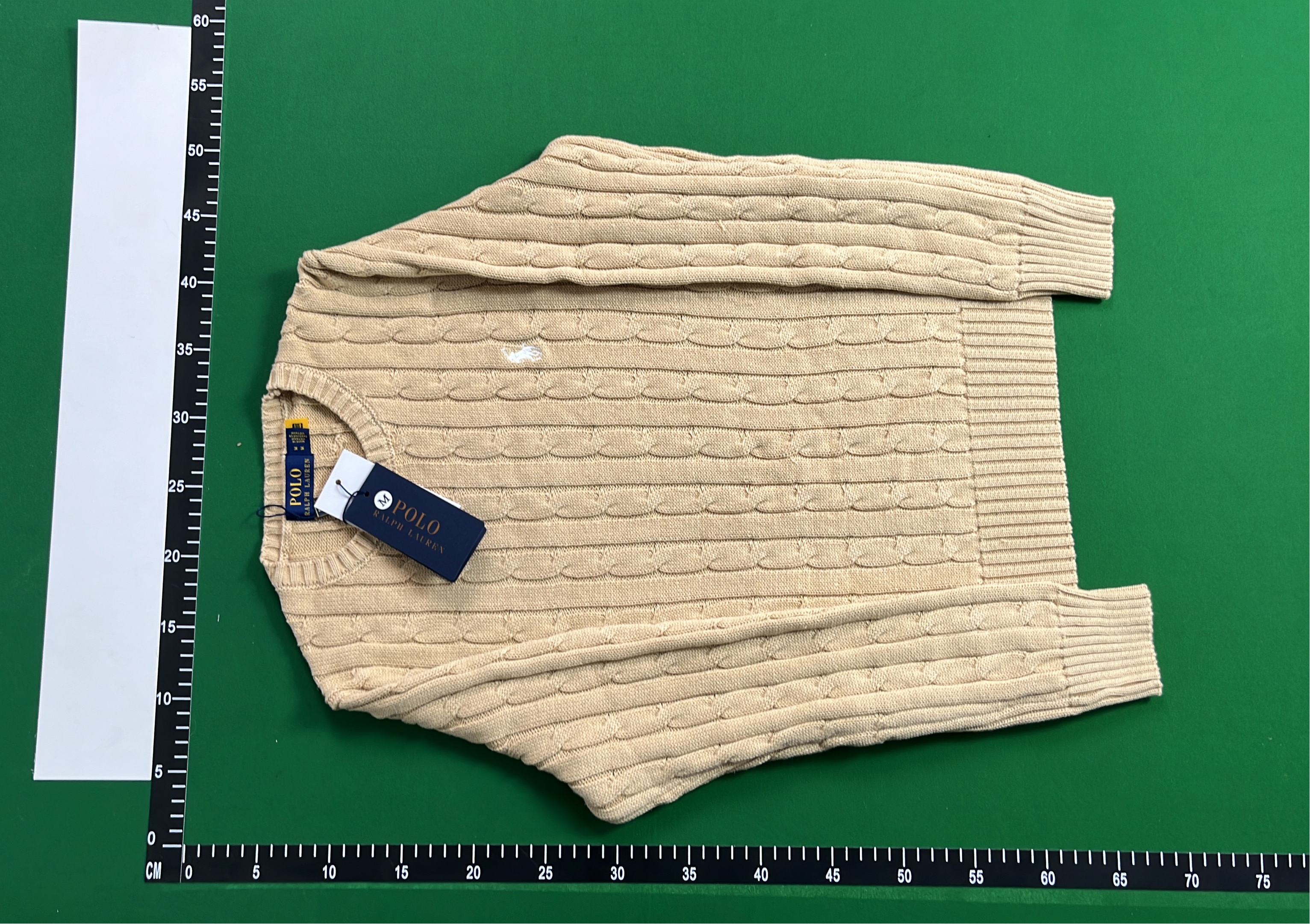 Navy Blue Cable Knit Sweater with Pony Logo
