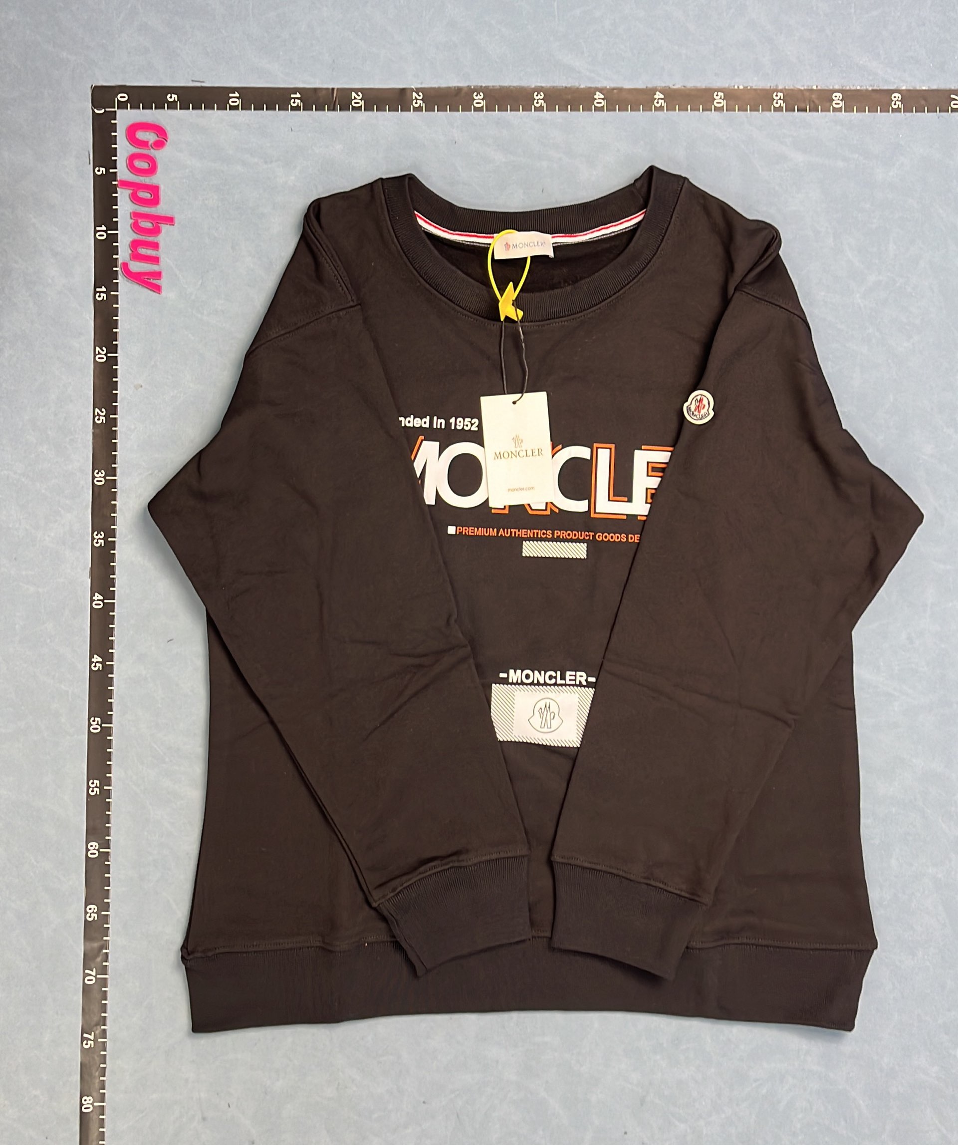 MONCLER Black Logo Sweatshirt Men's Crewneck Sweater