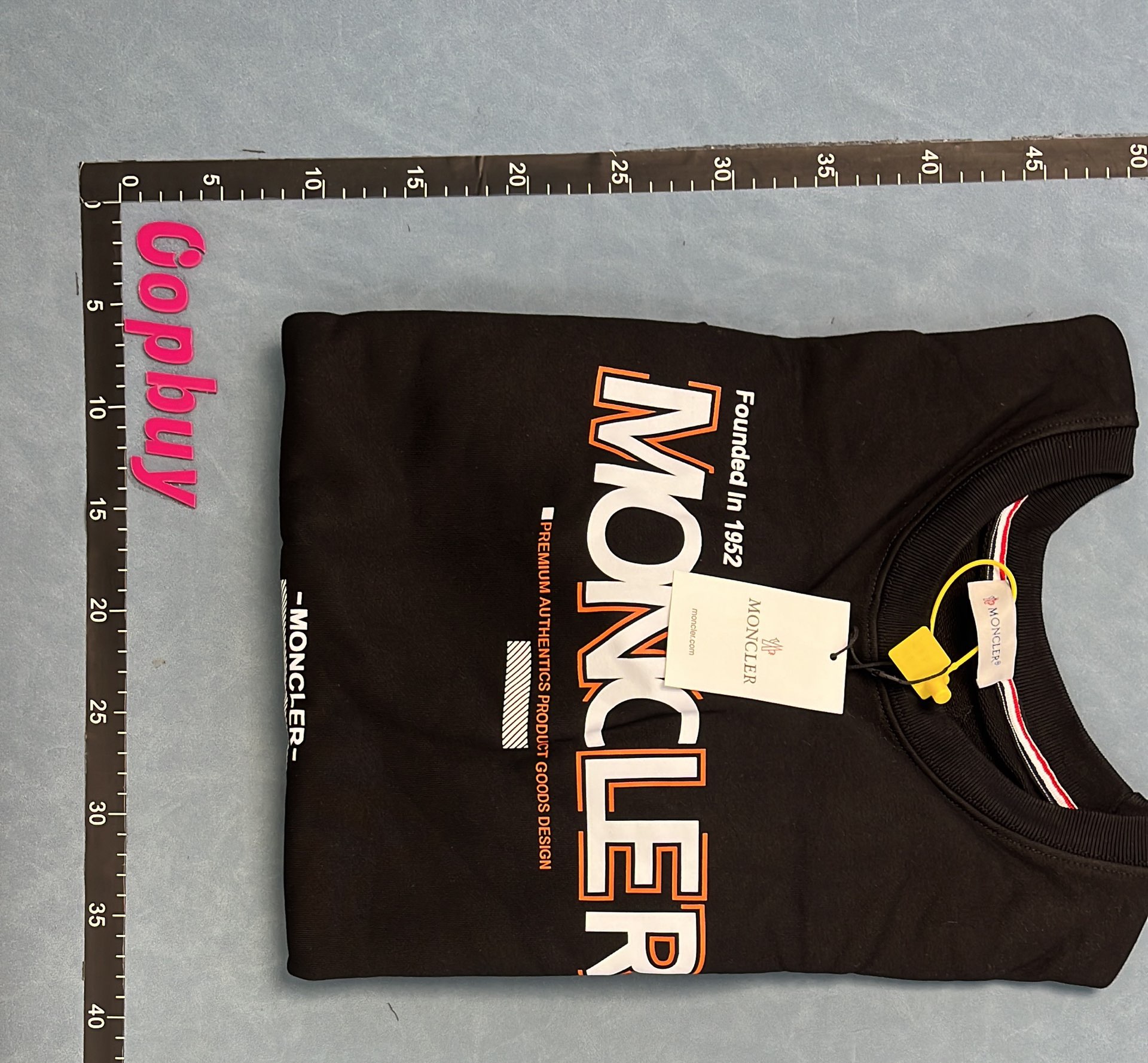 MONCLER Black Logo Sweatshirt Men's Crewneck Sweater