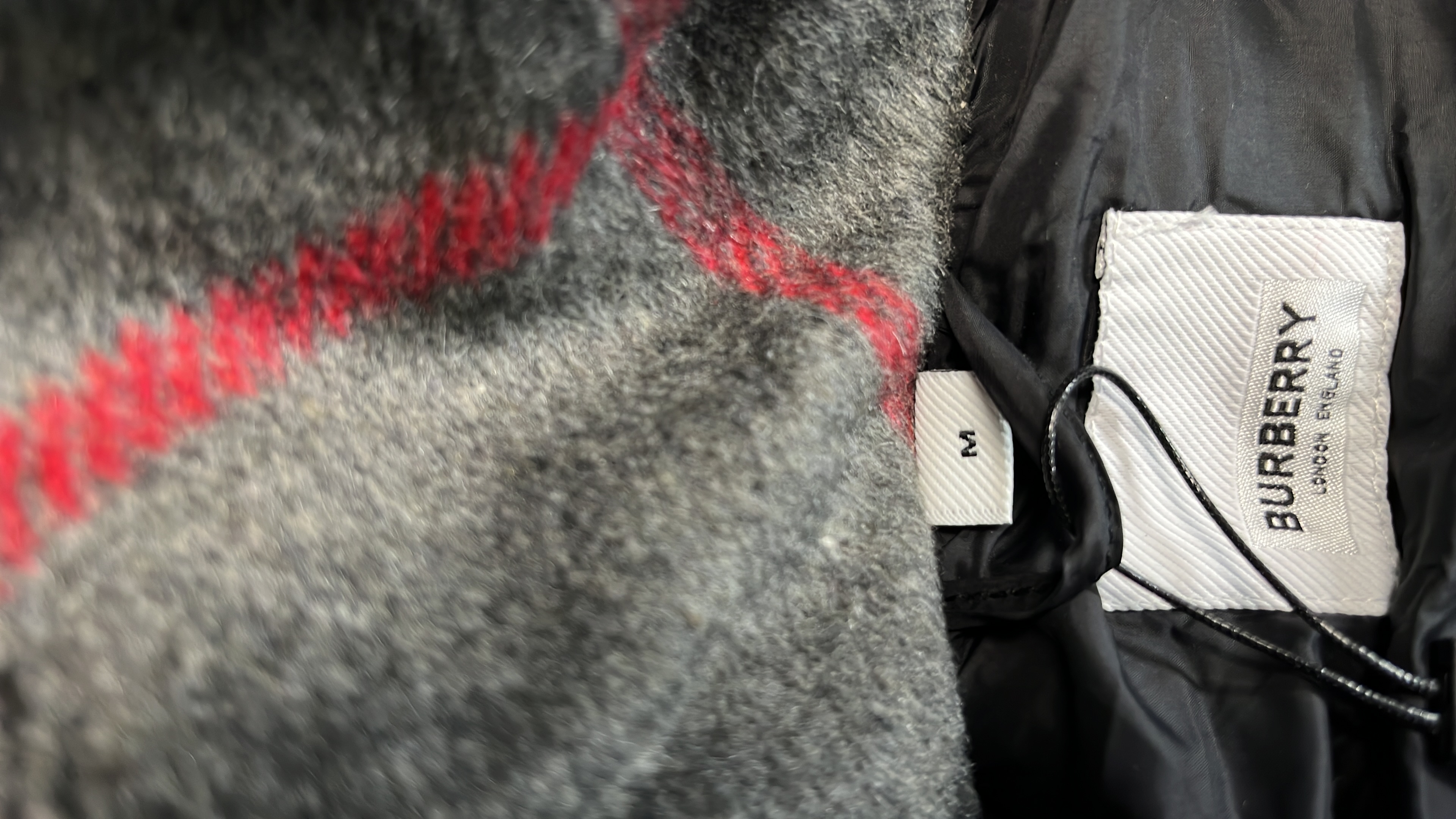 Burberry Black Puffer Jacket with Hood and Check Lining