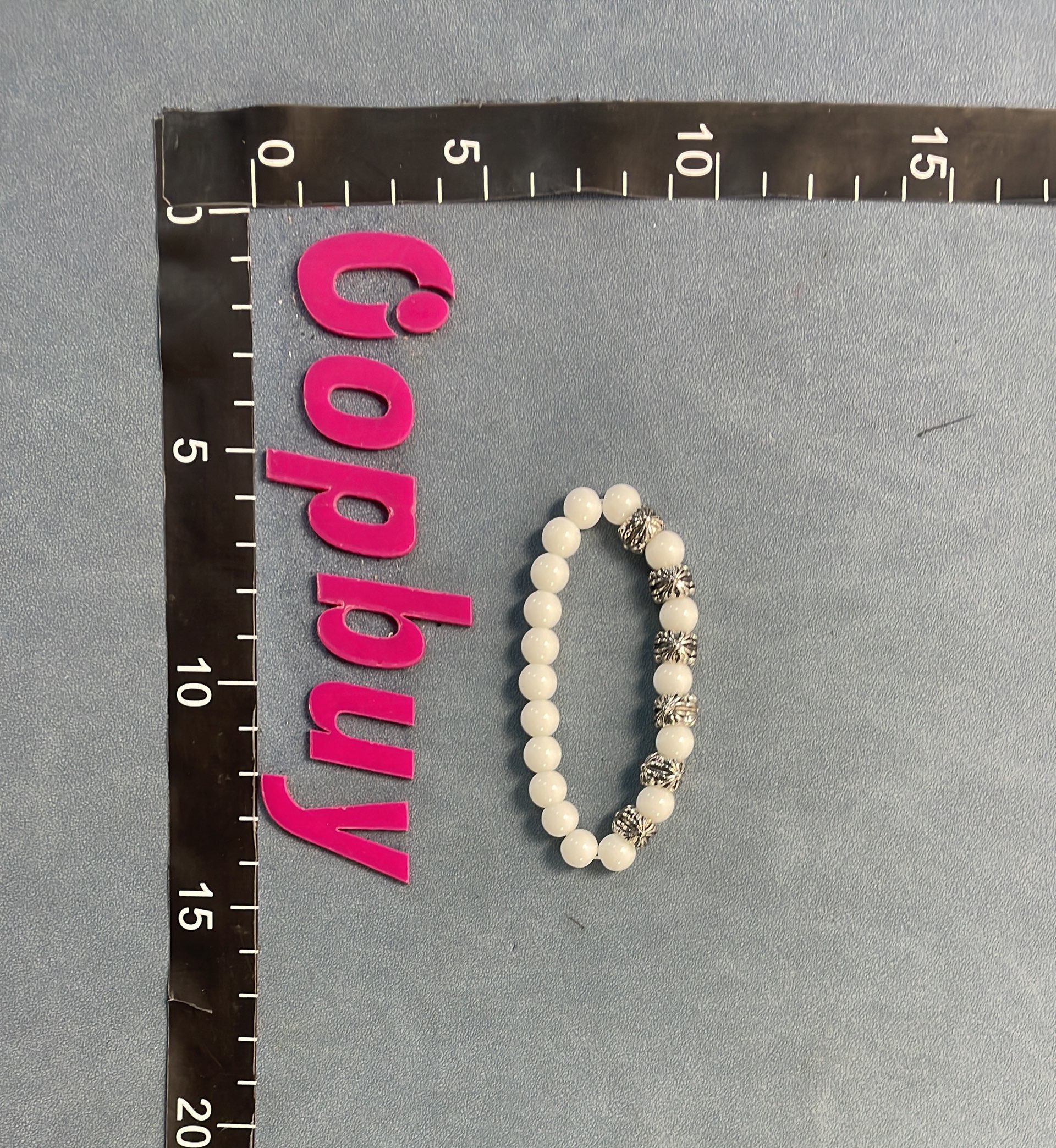 Men's Matte Black Beaded Bracelet with Silver Accents