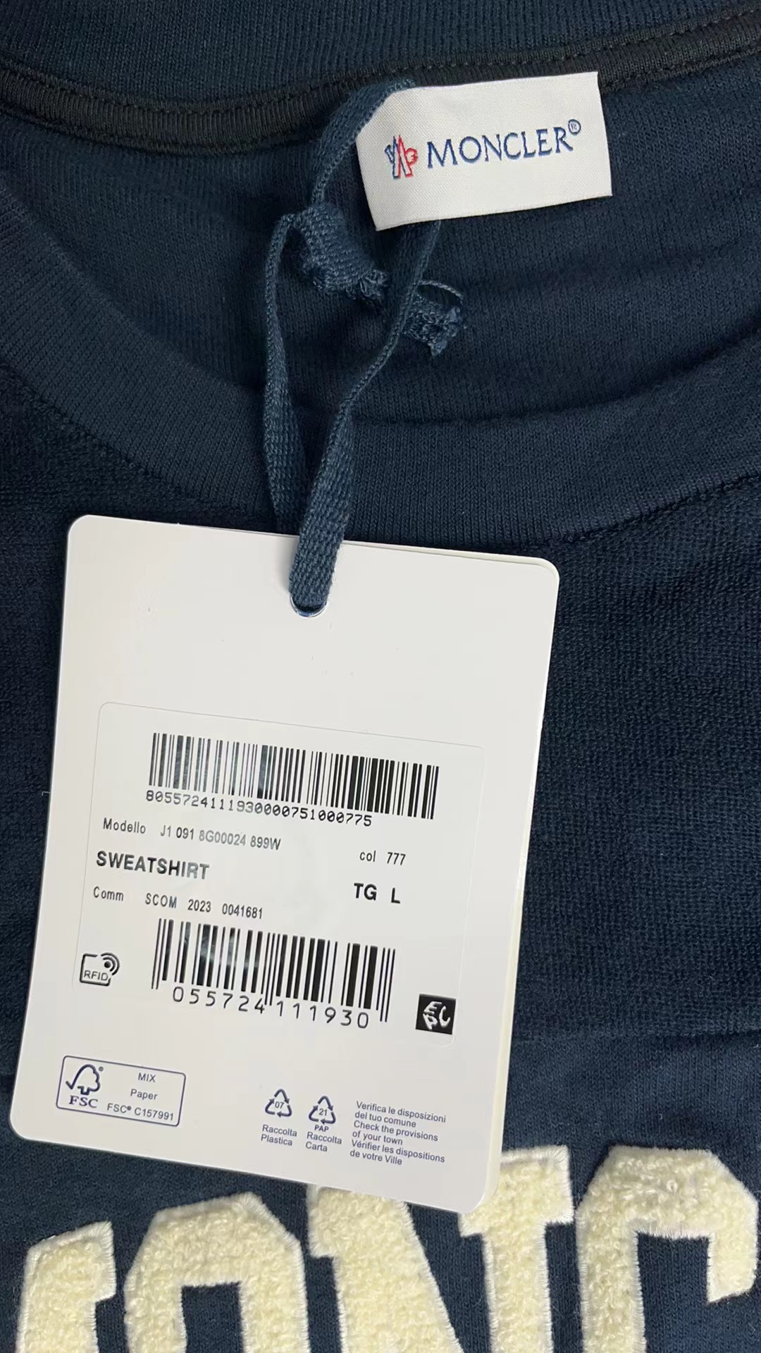Hollister Navy Blue Long Sleeve T-Shirt with Arch Logo