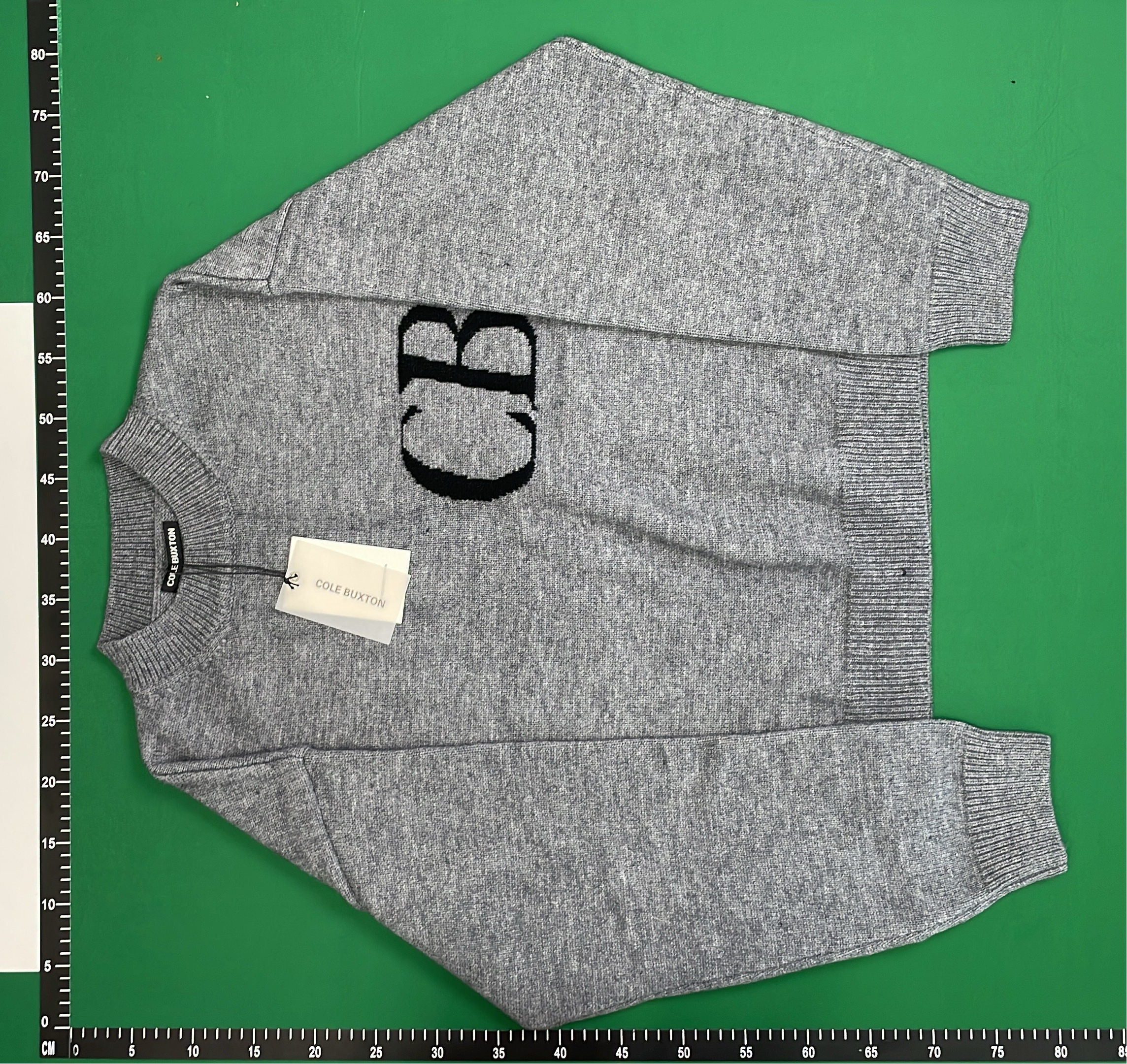 Gray CB Logo Knit Sweater - Premium Cashmere Feel