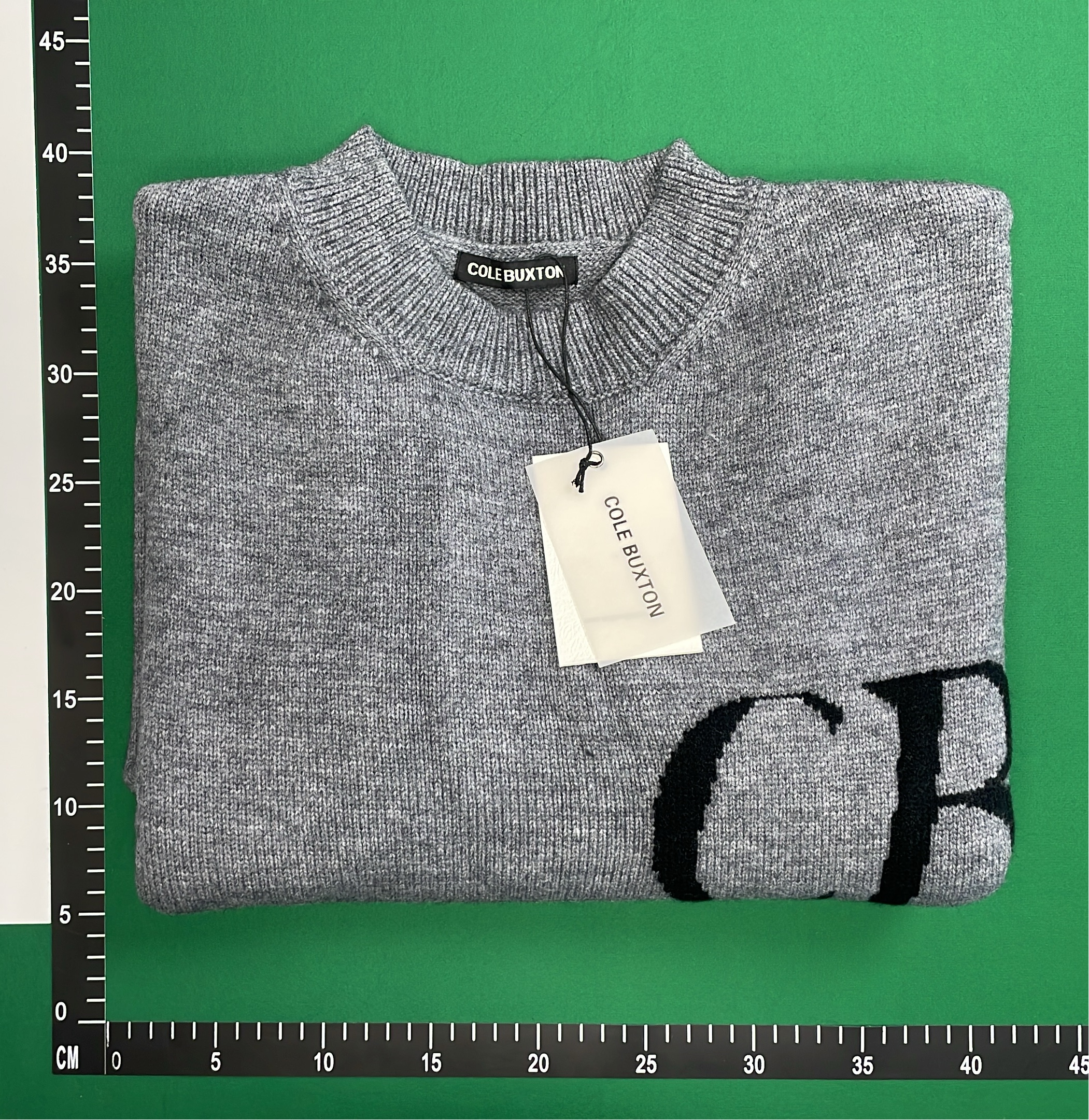 Gray CB Logo Knit Sweater - Premium Cashmere Feel