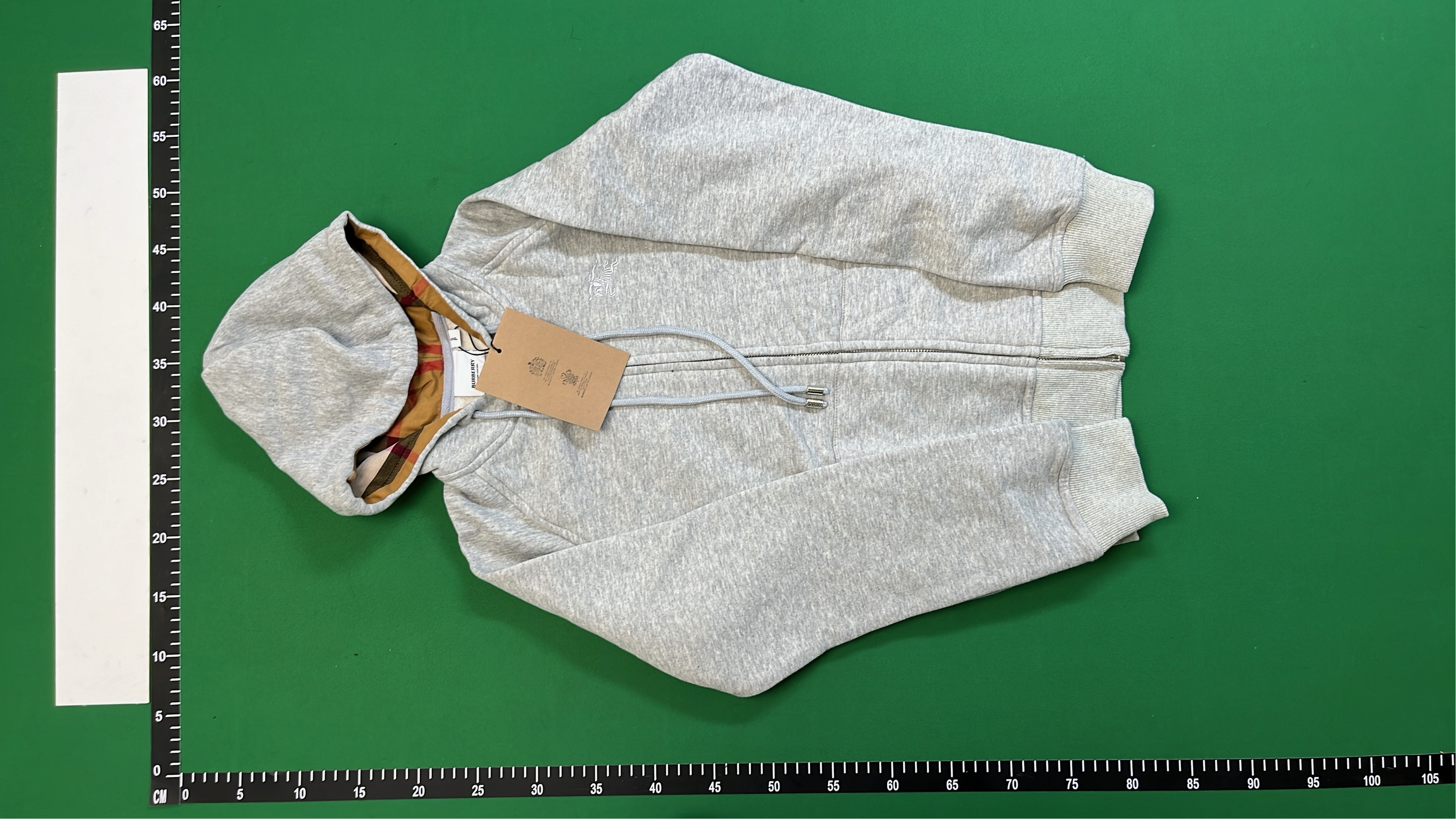 Burberry Black Hoodie with Check Lining Zip-Up Sweatshirt