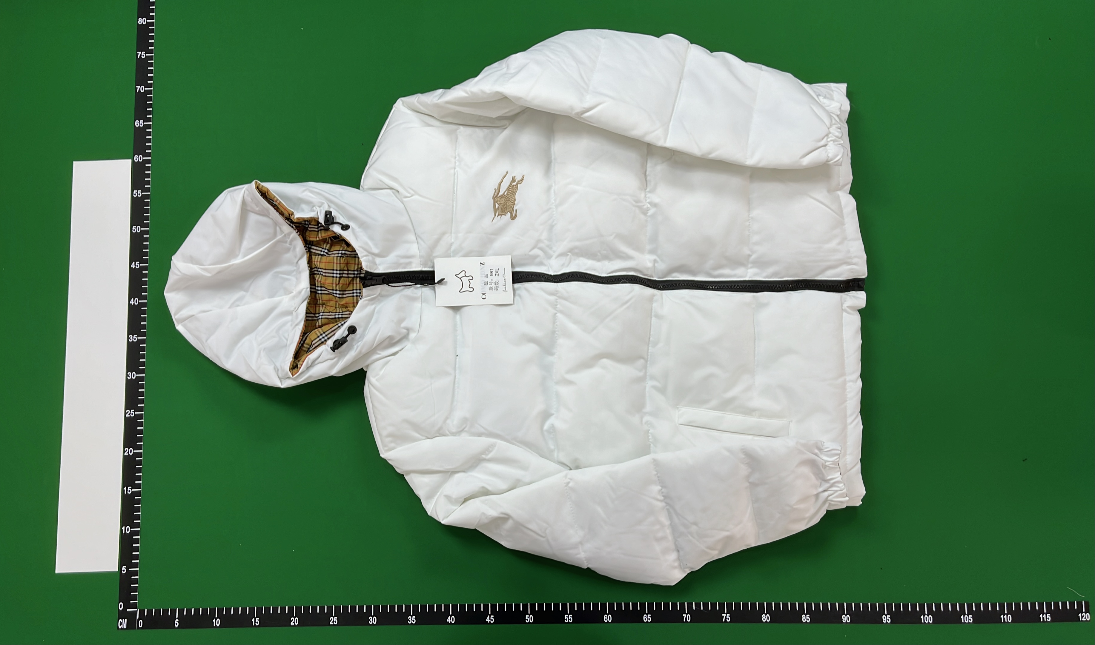 Reversible Plaid Down Jacket with Embroidery