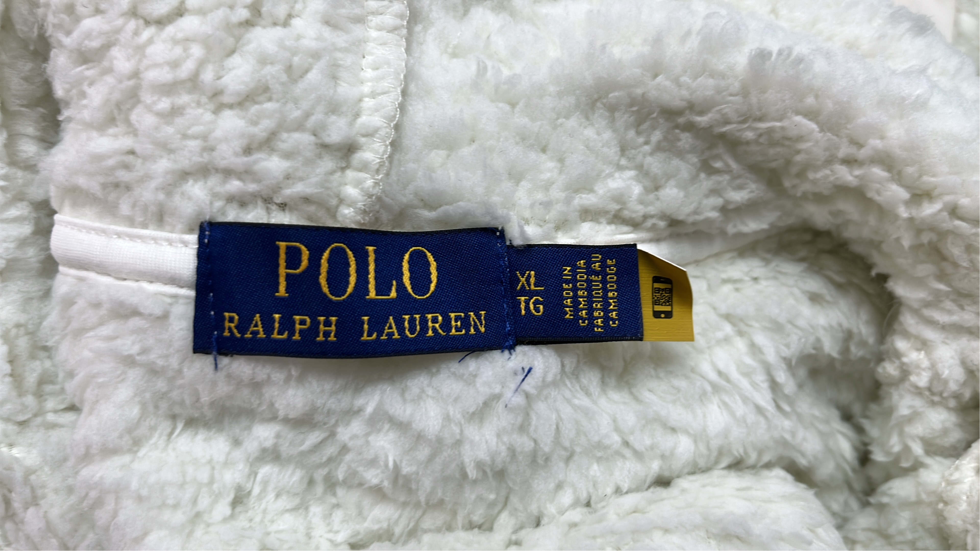 White Fuzzy Hoodie Polo Ralph Lauren Logo Sweatshirt