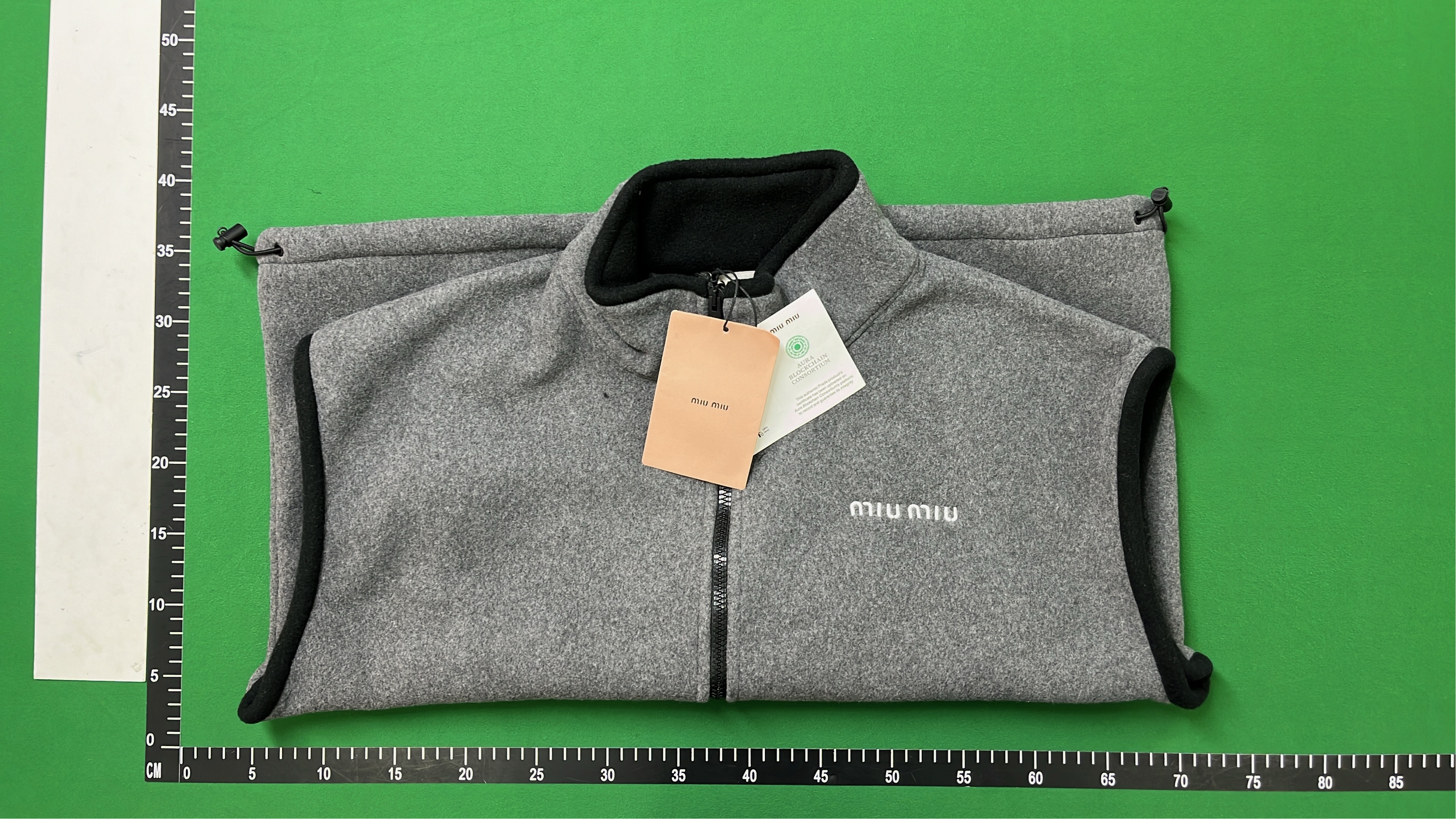 Miu Miu Gray Fleece Vest with Zipper and Logo