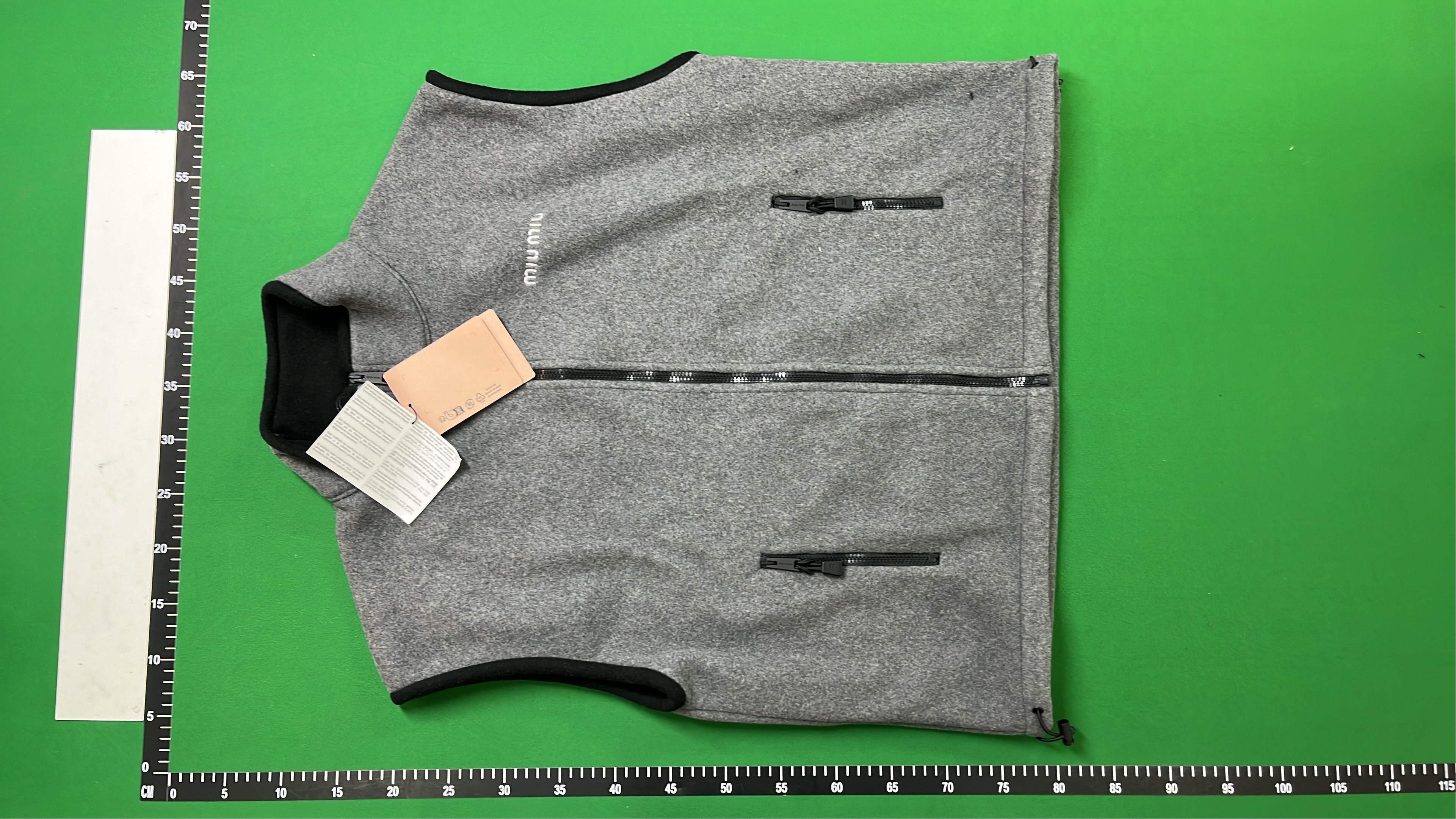 Miu Miu Gray Fleece Vest with Zipper and Logo