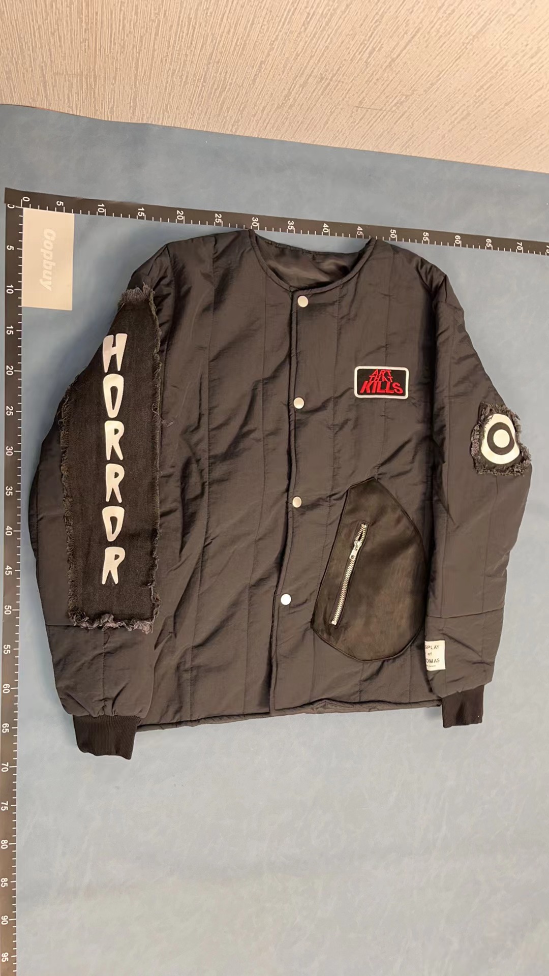 Black Horror Jacket with Patch and Sleeve Logo
