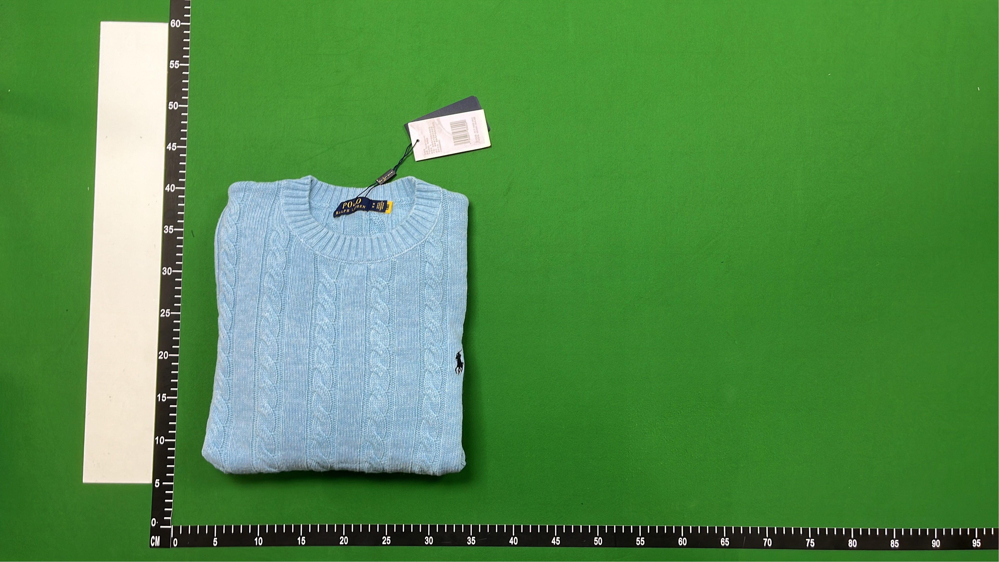 Men's Navy Cable Knit Sweater with Red Pony Logo