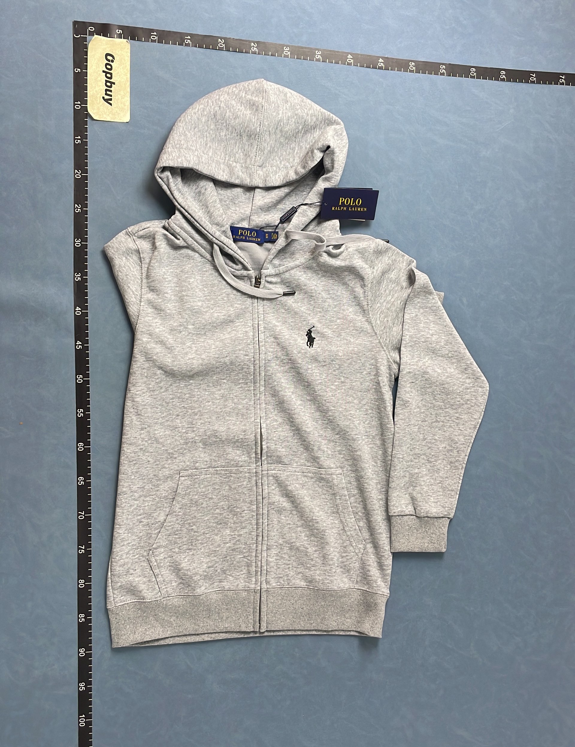 Men's Gray Zip-Up Hoodie with Pony Logo