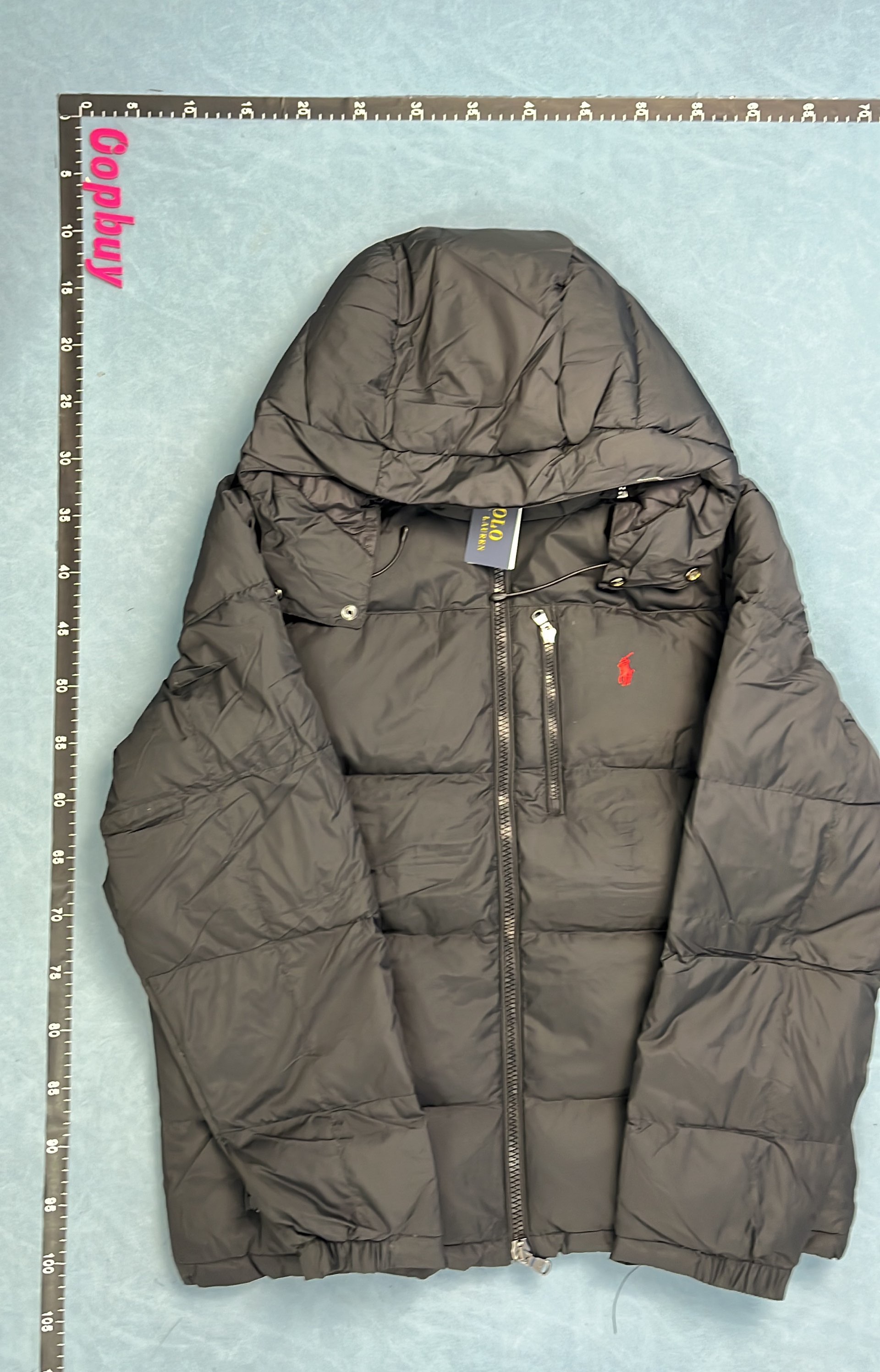 Men's Lightweight Down Hooded Jacket - Black and Navy