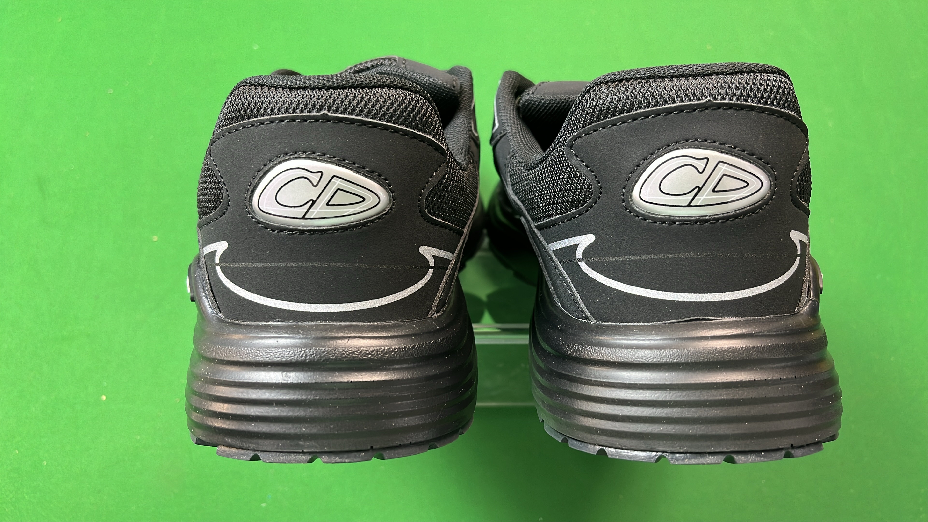Dior Black Sneakers with White Stitching and Logo Detail