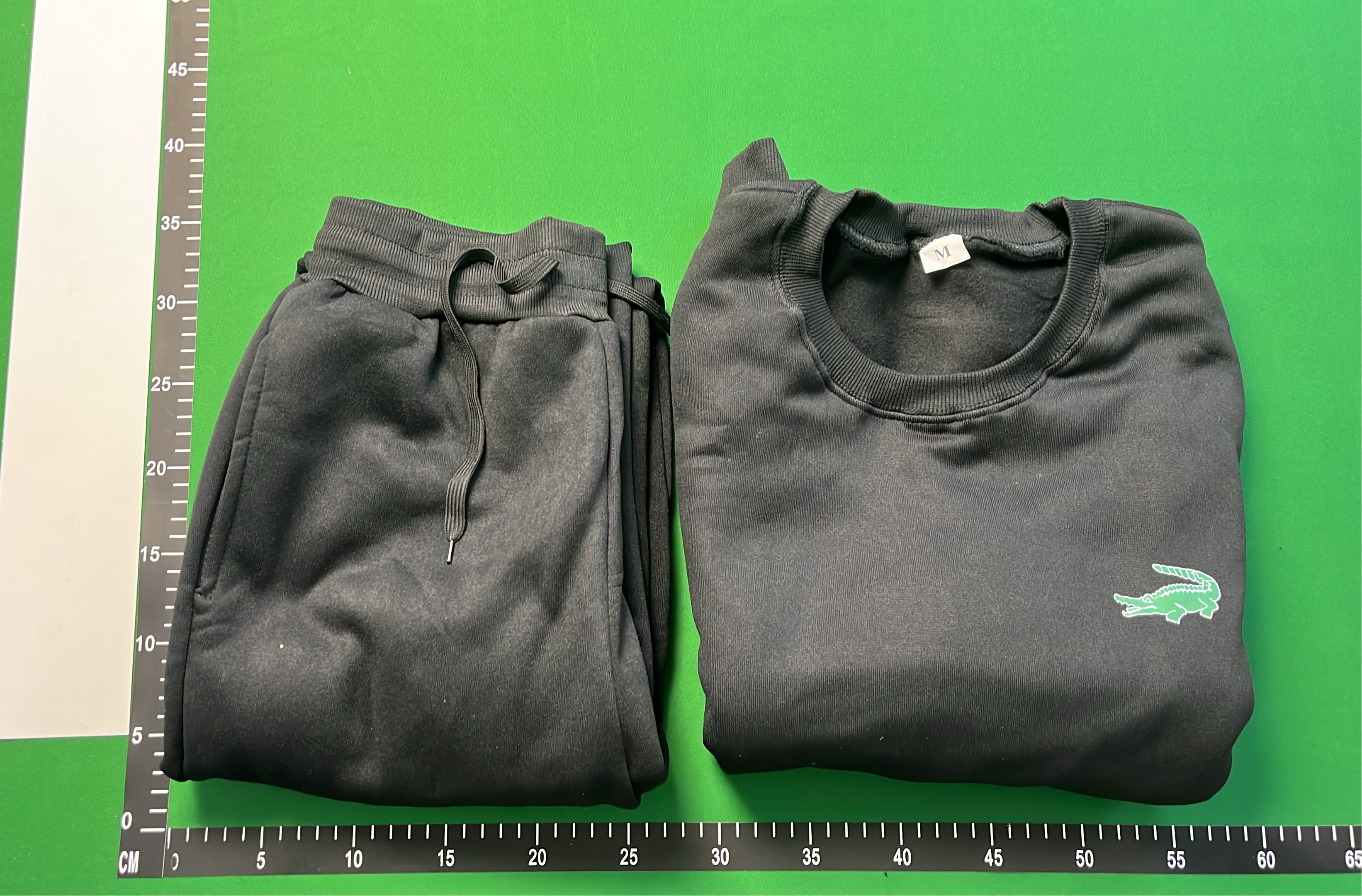 Black Lacoste Sweatshirt and Jogger Set with Green Crocodile Logo