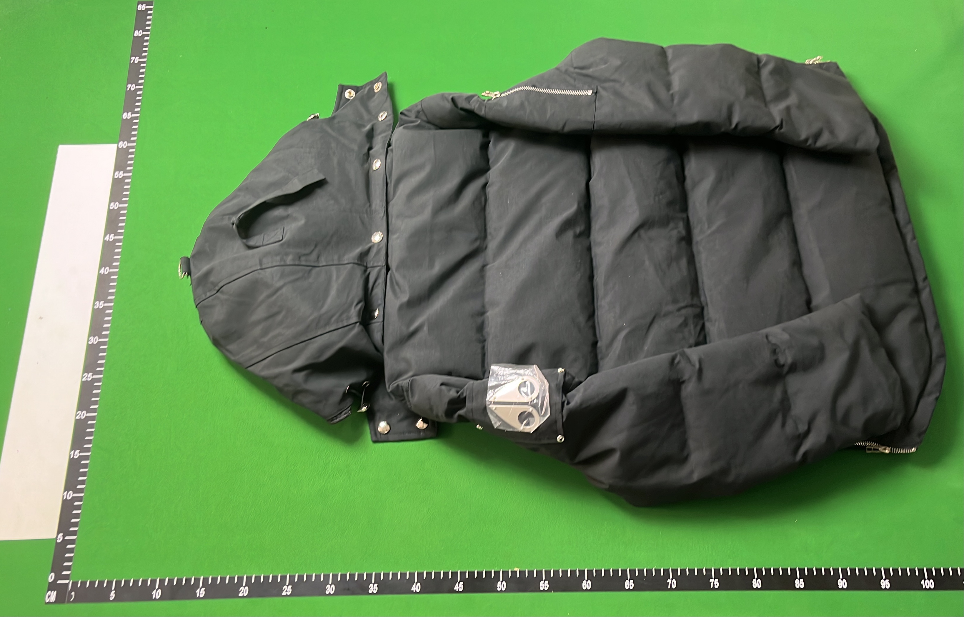 Black Puffer Jacket with Hood and Zippered Pockets