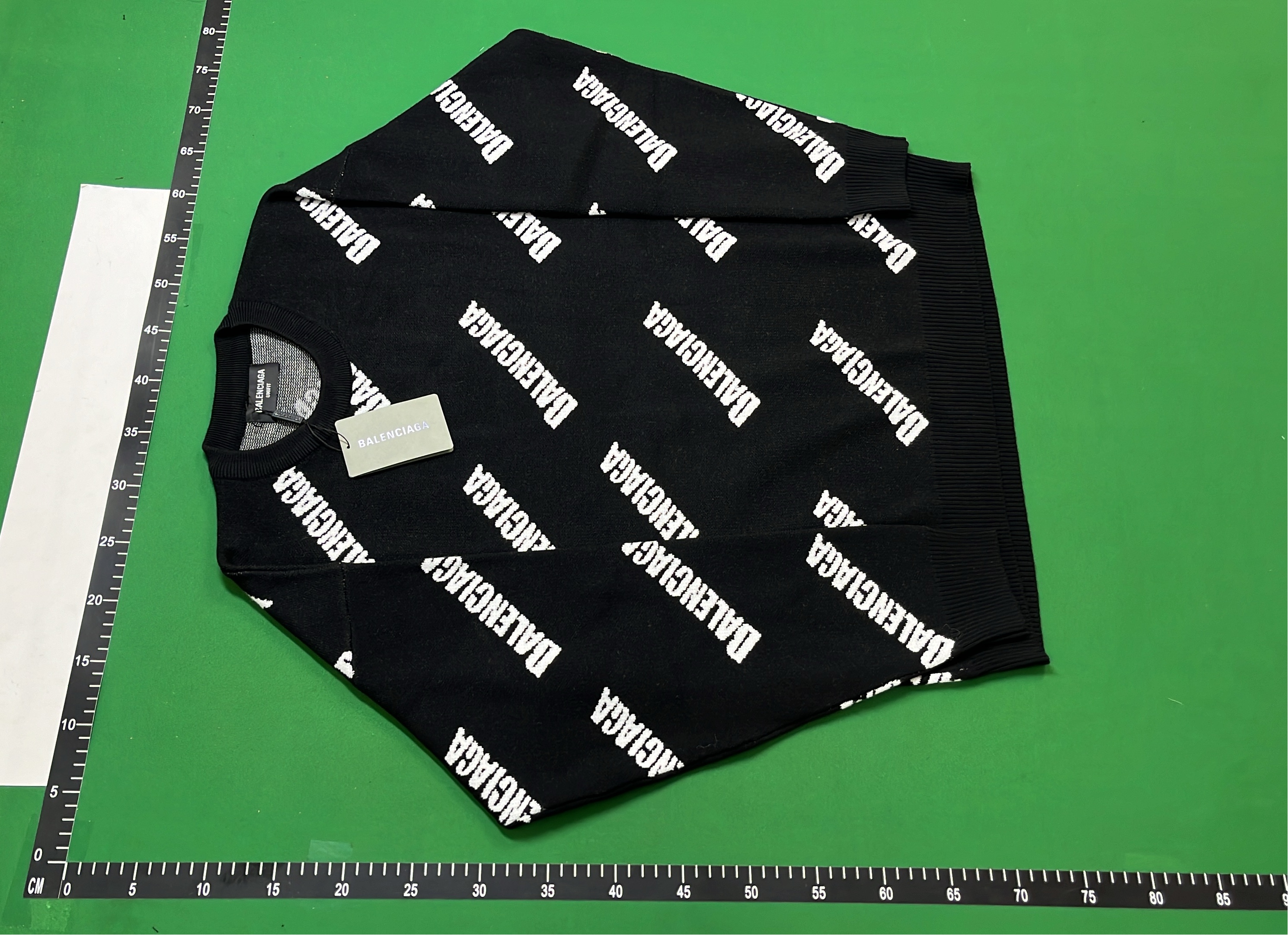 Balenciaga Logo Print Crewneck Sweater - Black, Green, Grey