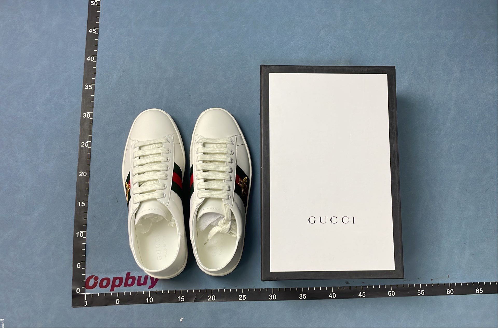 White Gucci Ace Sneakers with Gold Bee and Star Embroidery