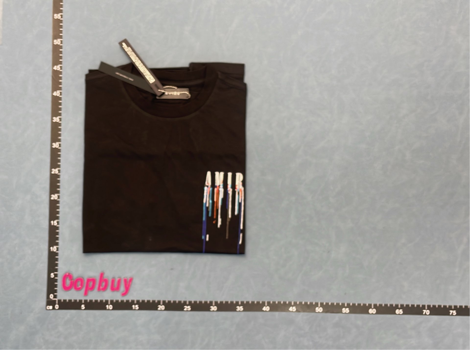 AMIRI Black T-Shirt with Logo Print and Gradient Design